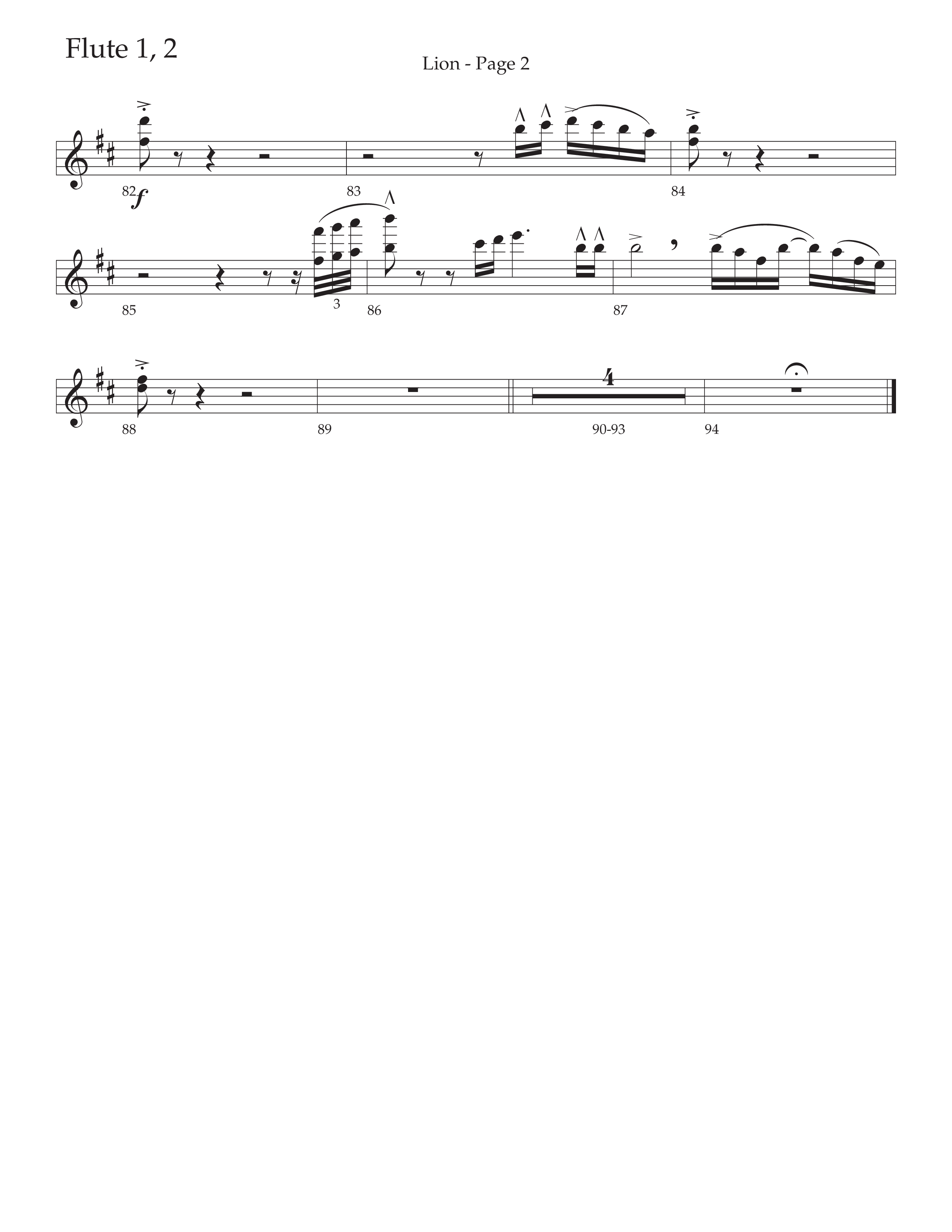 LION (Choral Anthem SATB) Flute 1/2 (Daywind Worship / Arr. Phil Nitz)