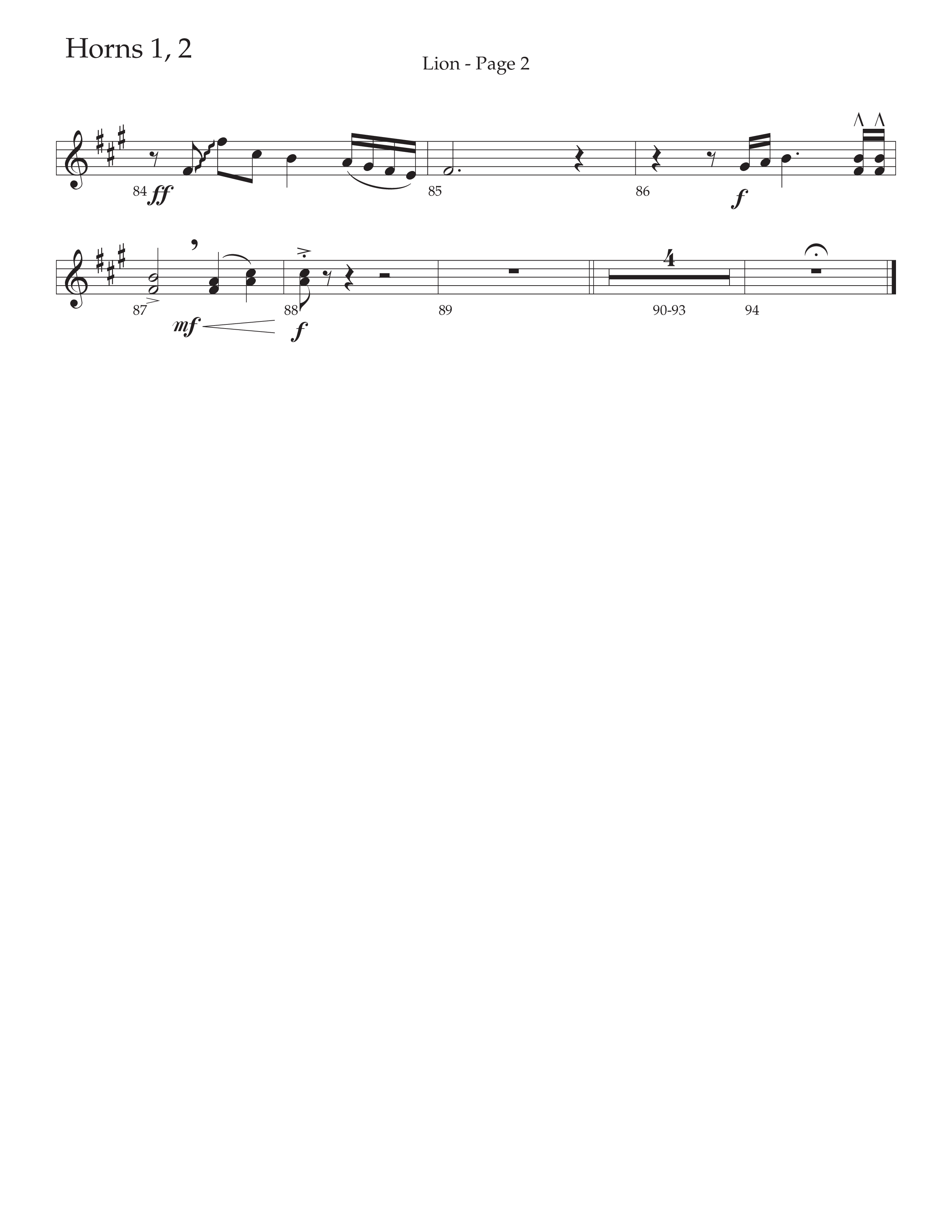 LION (Choral Anthem SATB) French Horn 1/2 (Daywind Worship / Arr. Phil Nitz)