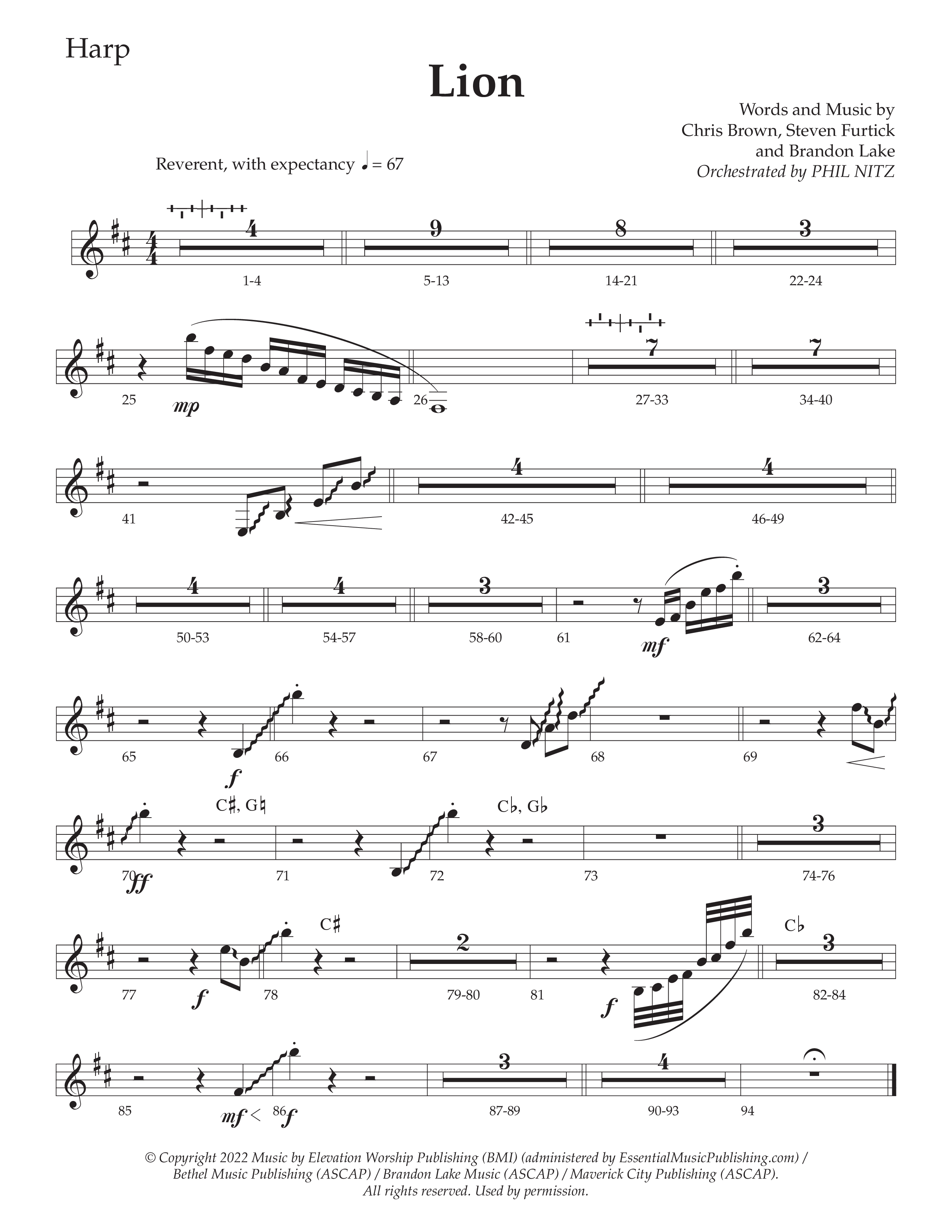 LION (Choral Anthem SATB) Harp (Daywind Worship / Arr. Phil Nitz)