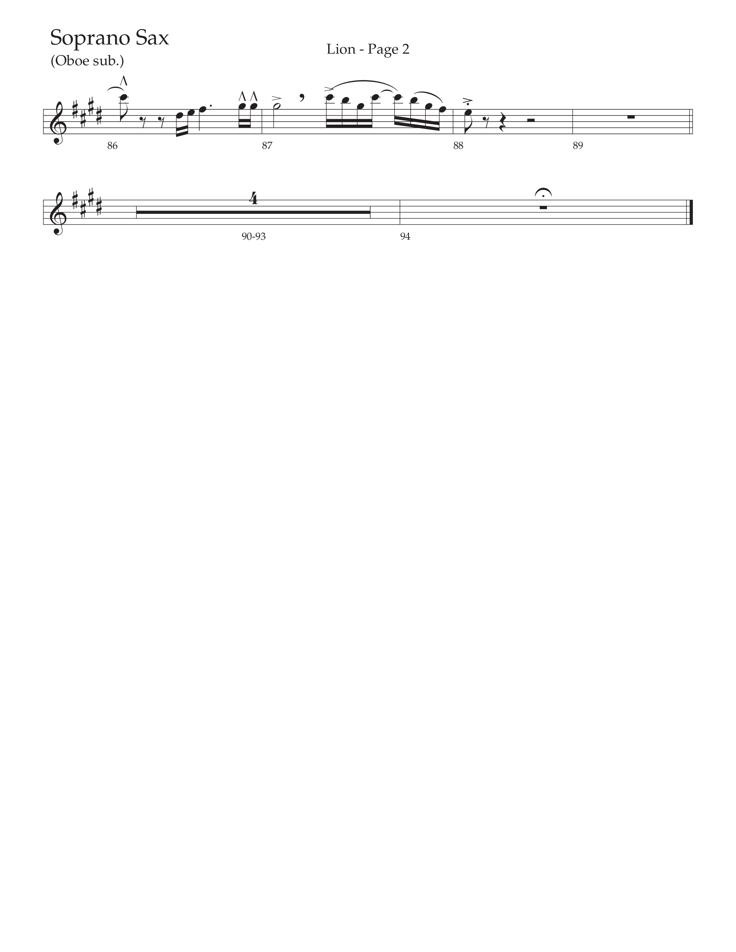 LION (Choral Anthem SATB) Soprano Sax (Daywind Worship / Arr. Phil Nitz)
