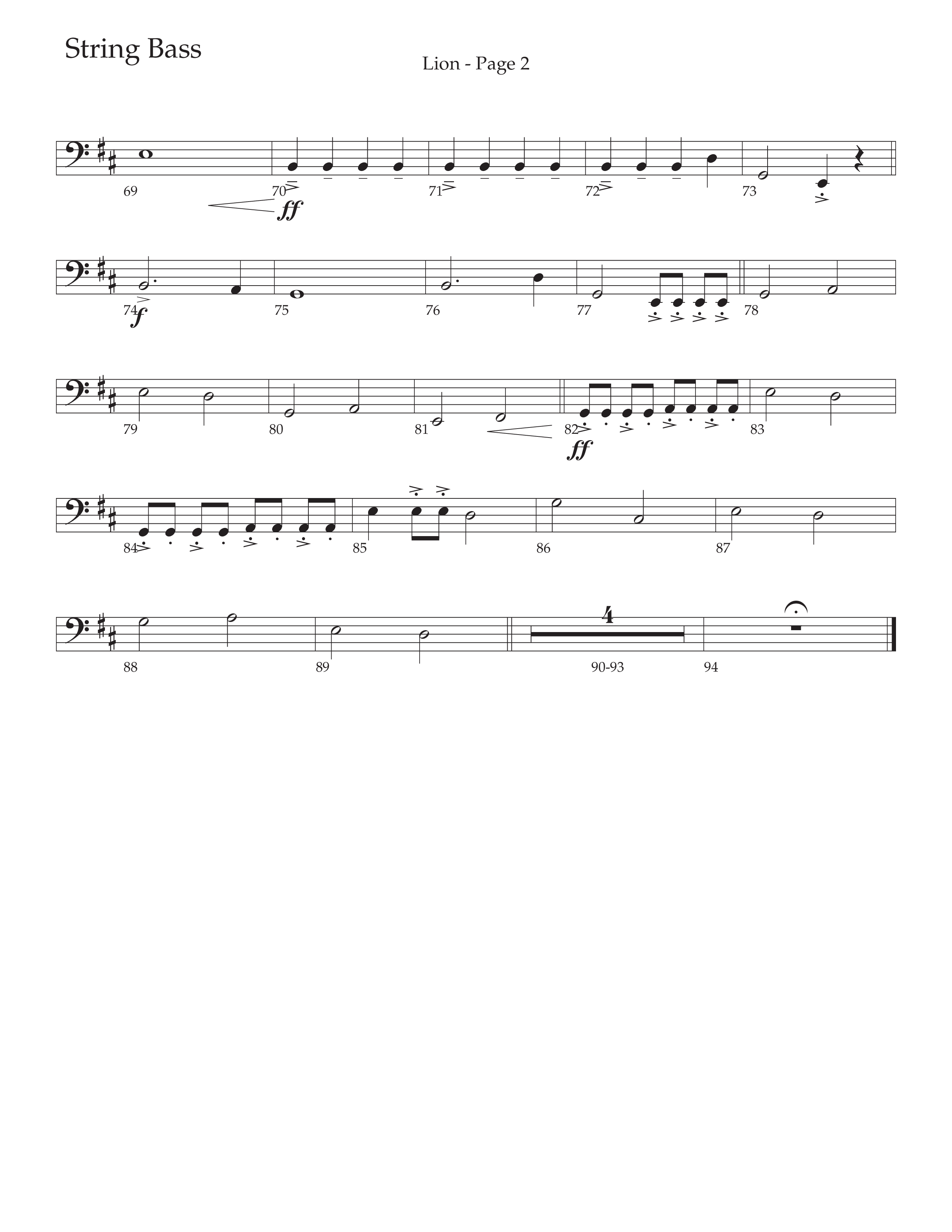 LION (Choral Anthem SATB) String Bass (Daywind Worship / Arr. Phil Nitz)