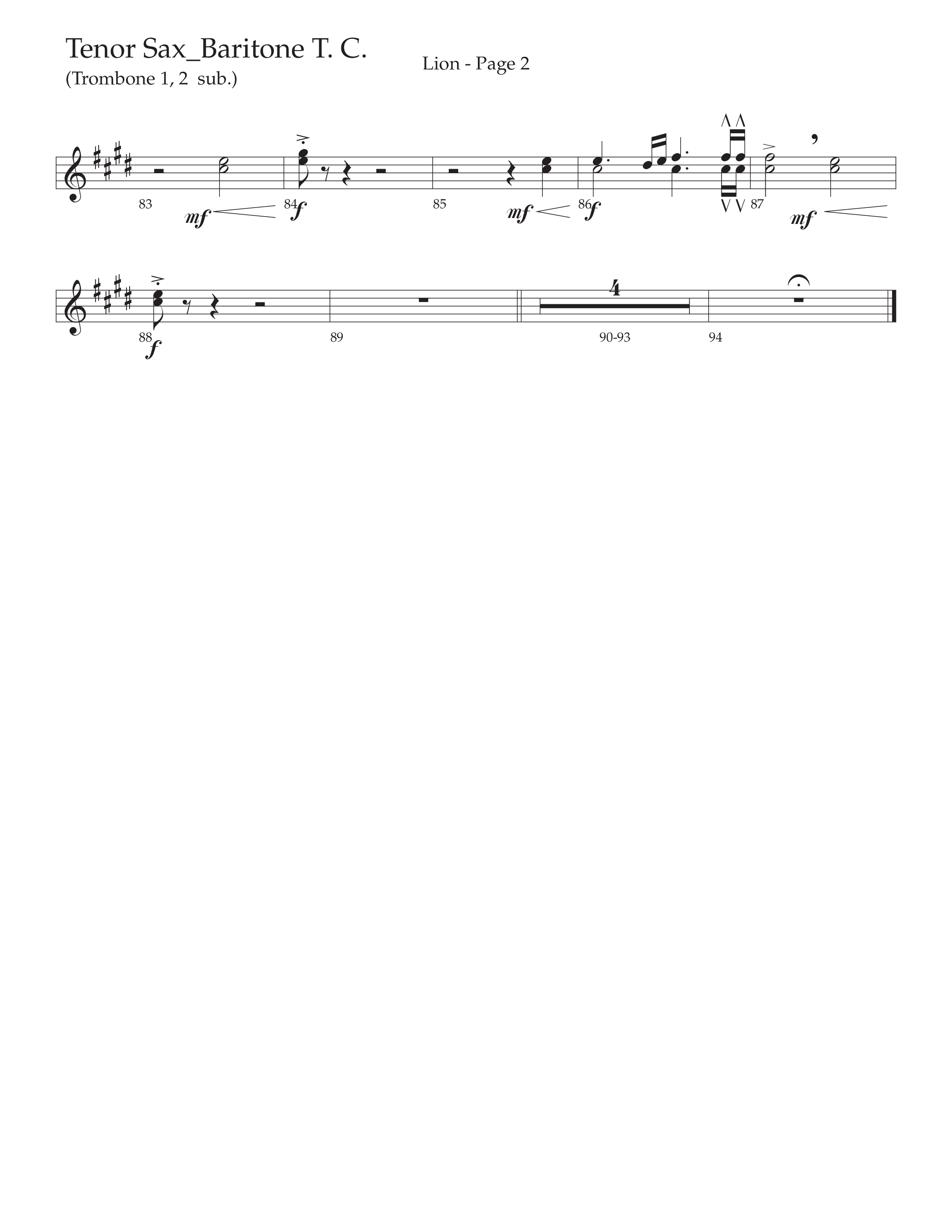 LION (Choral Anthem SATB) Tenor Sax/Baritone T.C. (Daywind Worship / Arr. Phil Nitz)