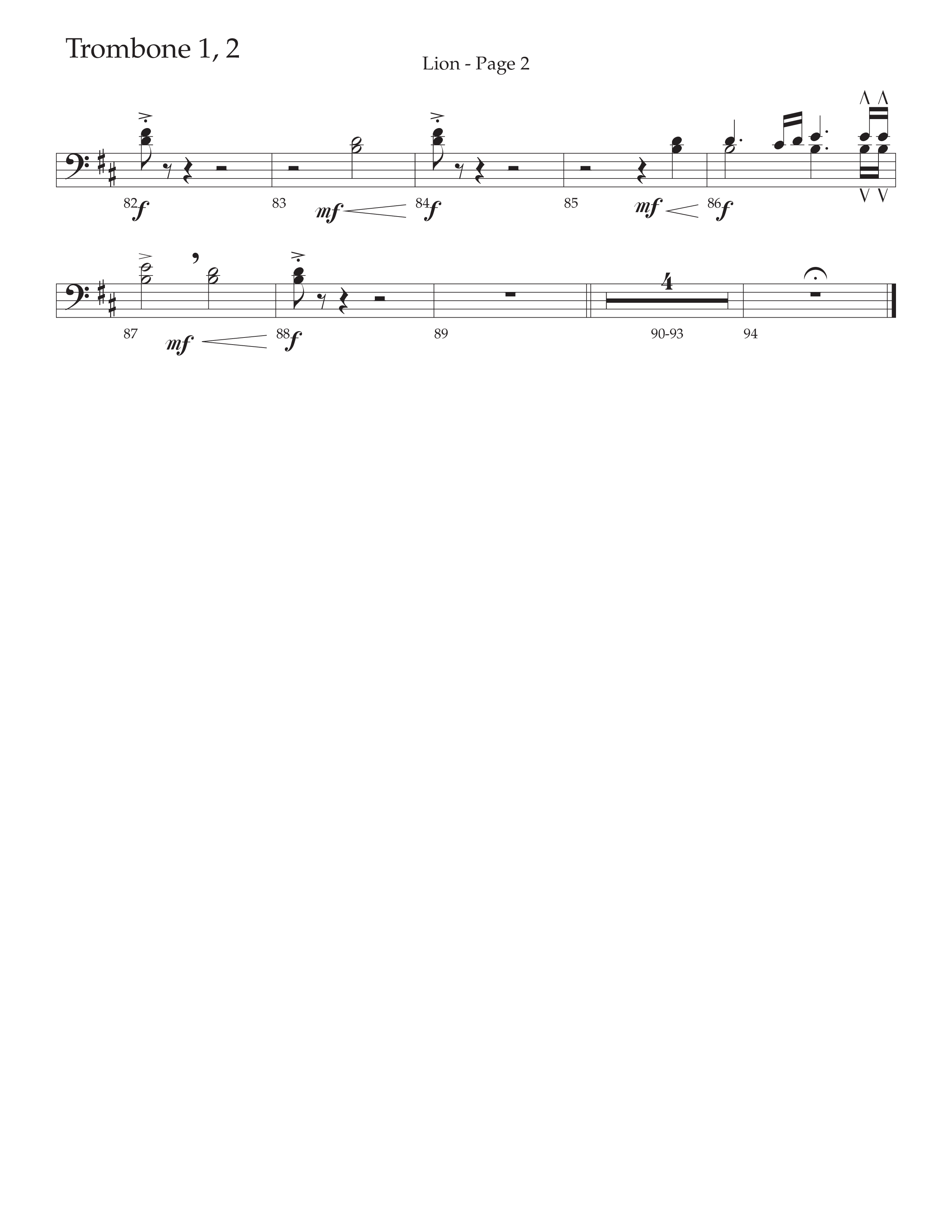 LION (Choral Anthem SATB) Trombone 1/2 (Daywind Worship / Arr. Phil Nitz)