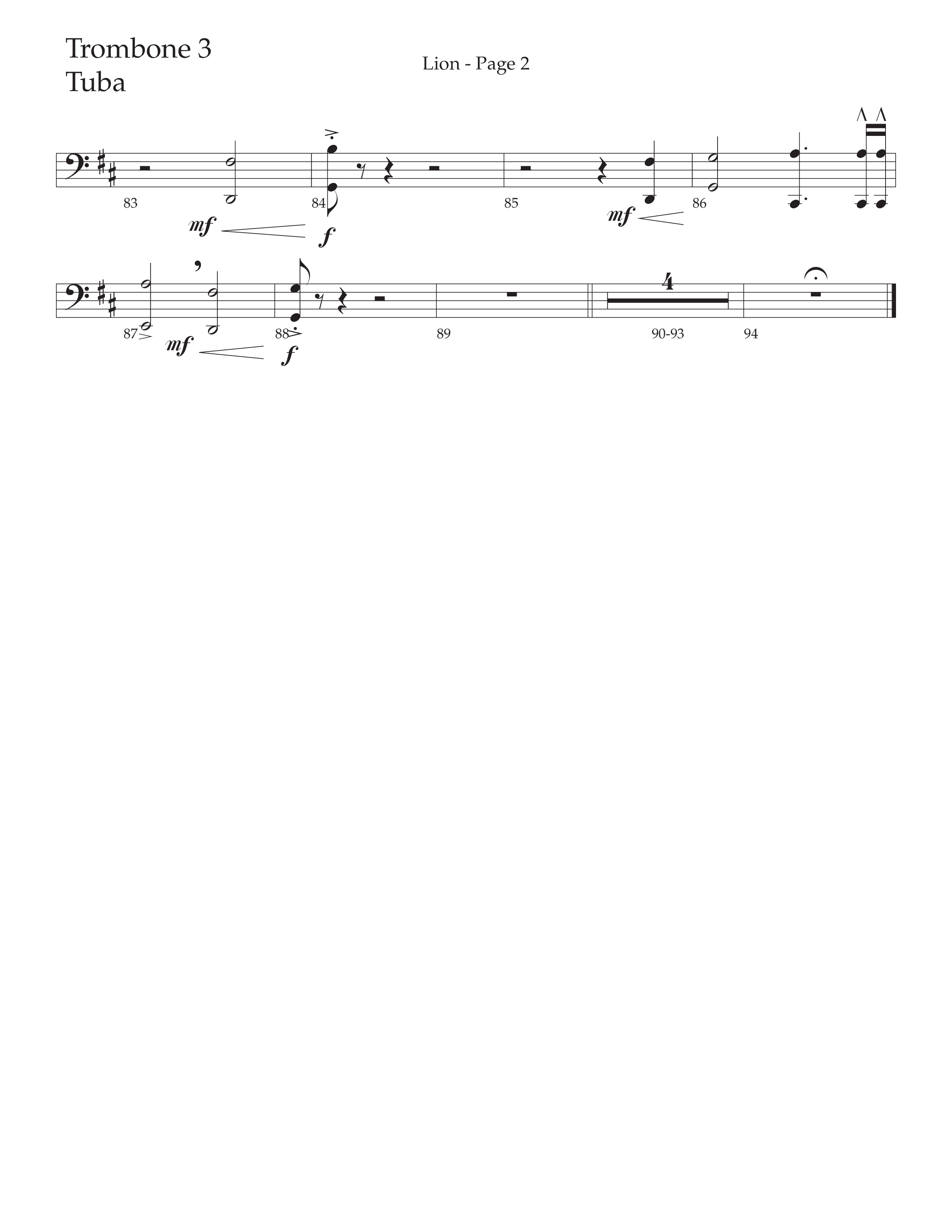 LION (Choral Anthem SATB) Trombone 3/Tuba (Daywind Worship / Arr. Phil Nitz)