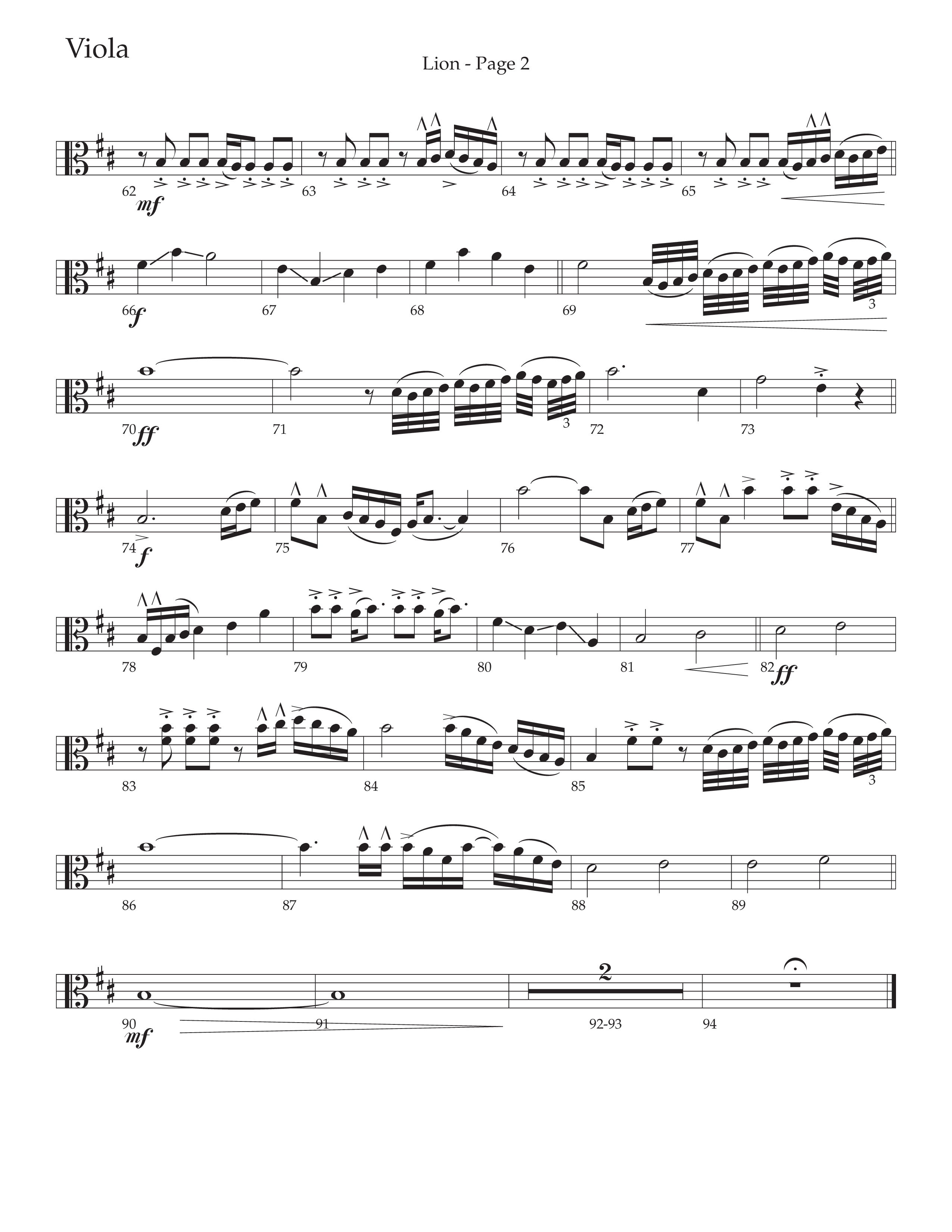 LION (Choral Anthem SATB) Viola (Daywind Worship / Arr. Phil Nitz)