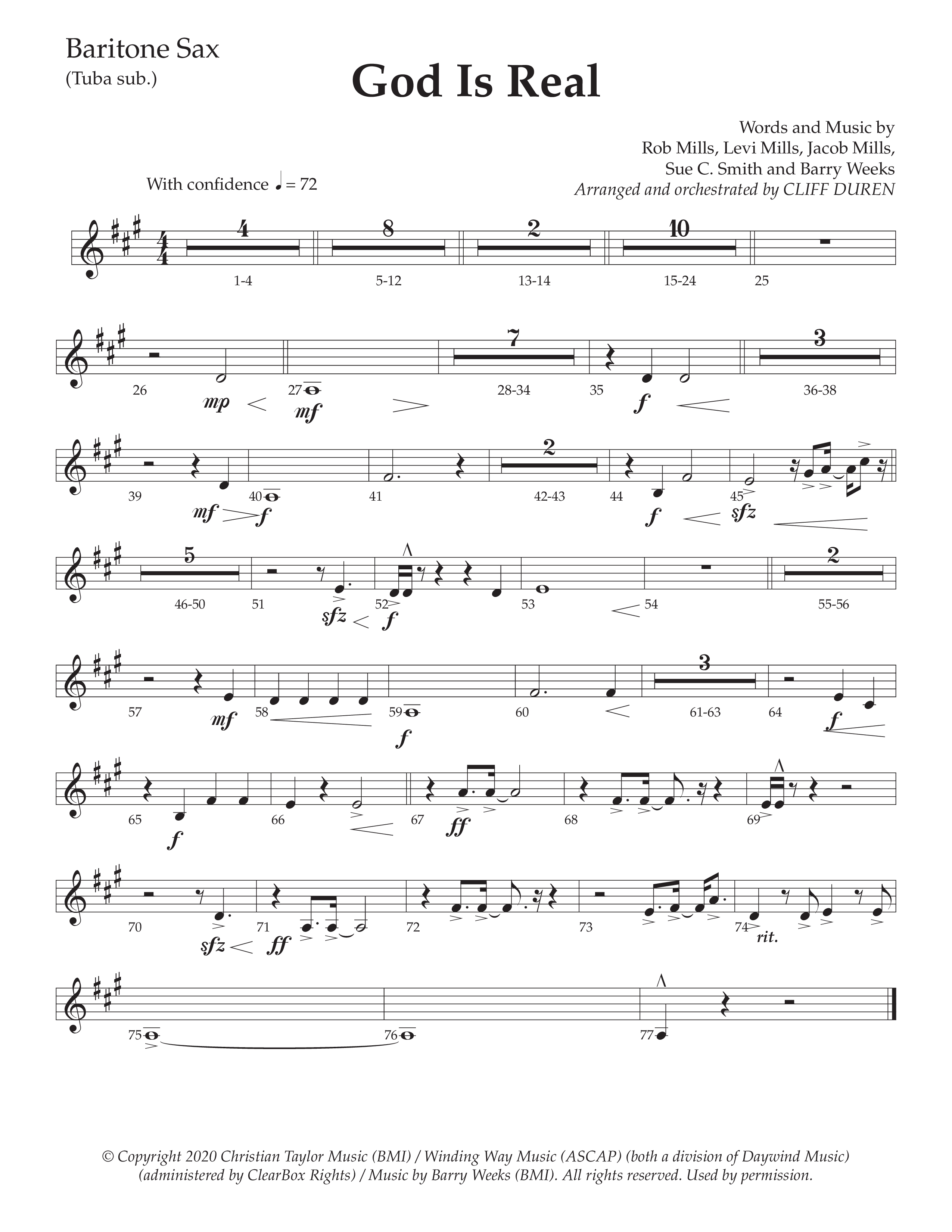God Is Real (Choral Anthem SATB) Bari Sax (Daywind Worship / Arr. Cliff Duren)