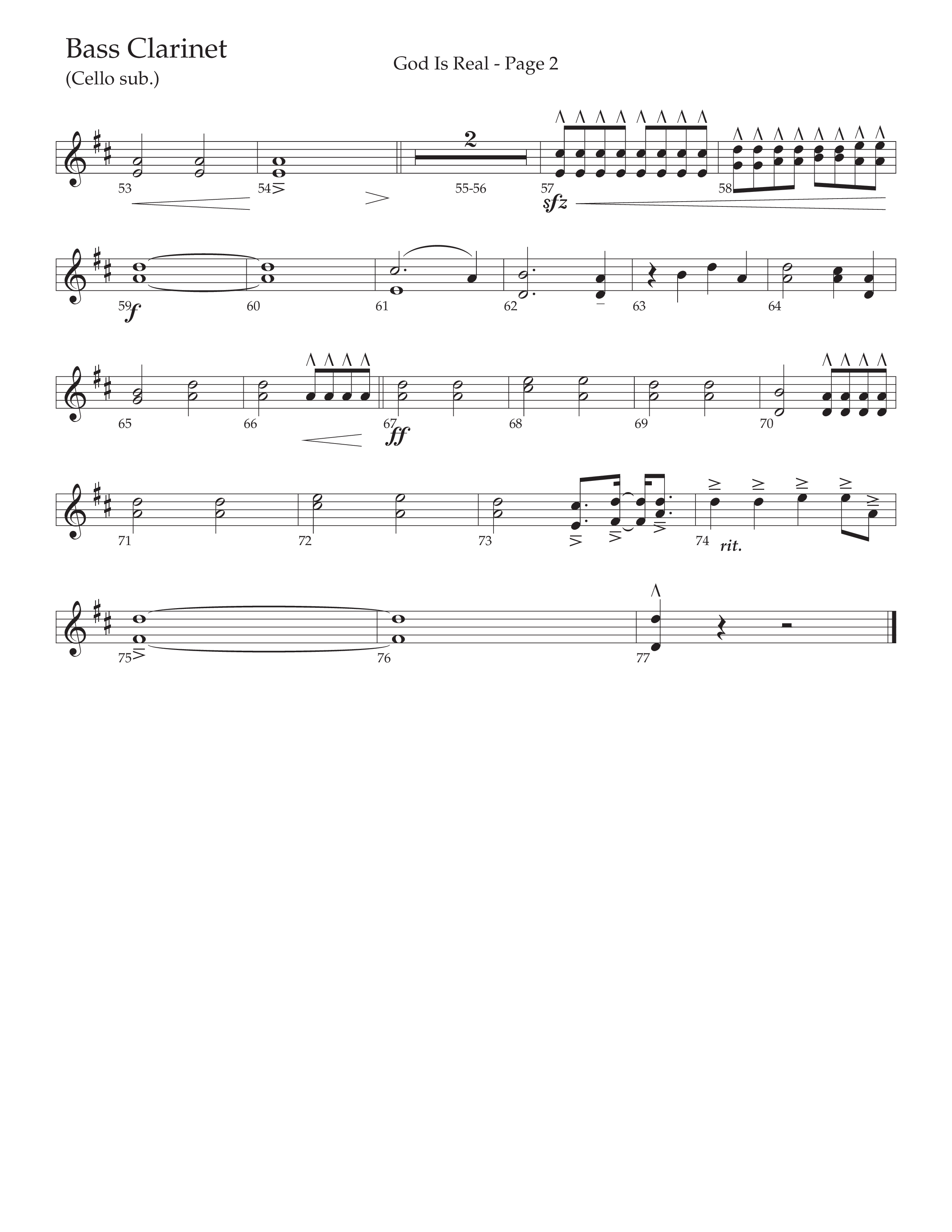 God Is Real (Choral Anthem SATB) Bass Clarinet (Daywind Worship / Arr. Cliff Duren)