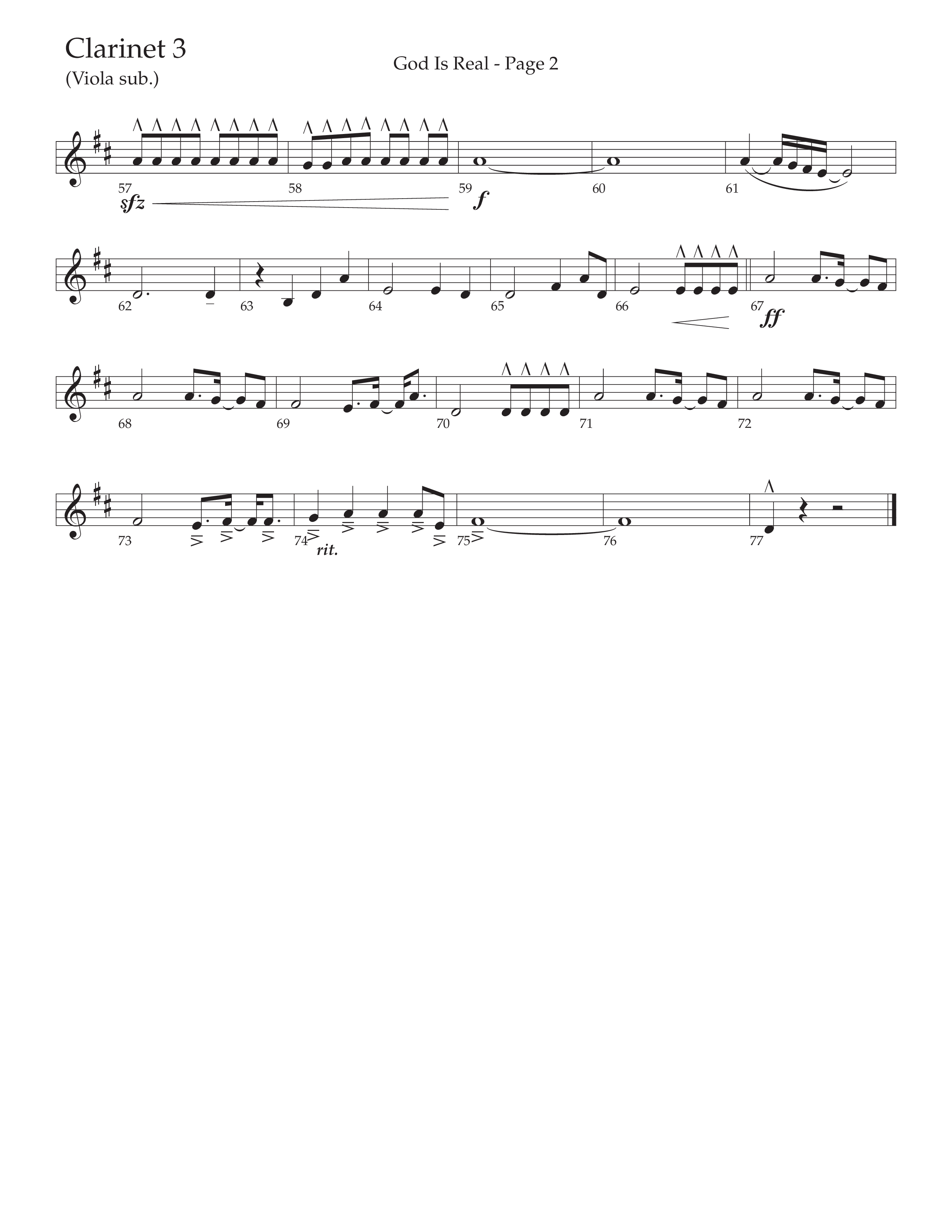 God Is Real (Choral Anthem SATB) Clarinet 3 (Daywind Worship / Arr. Cliff Duren)