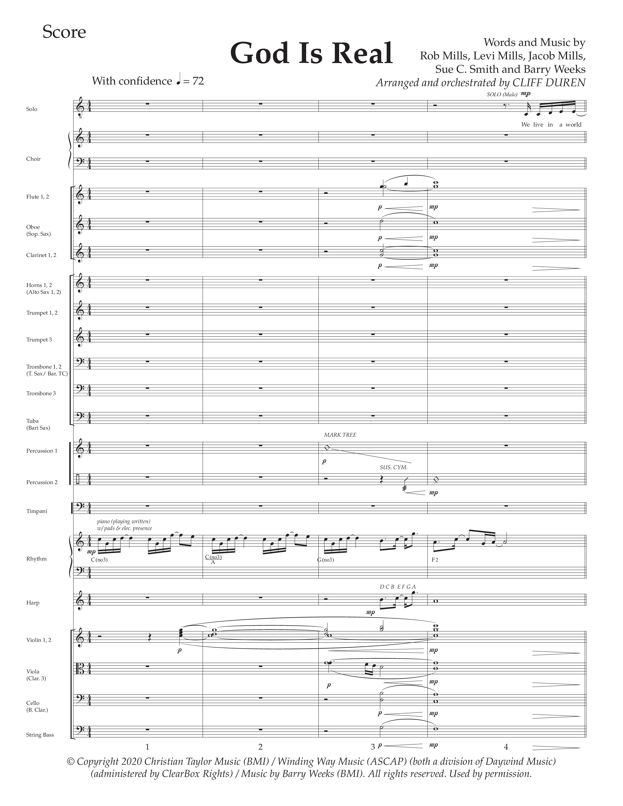 God Is Real (Choral Anthem SATB) Conductor's Score (Daywind Worship / Arr. Cliff Duren)