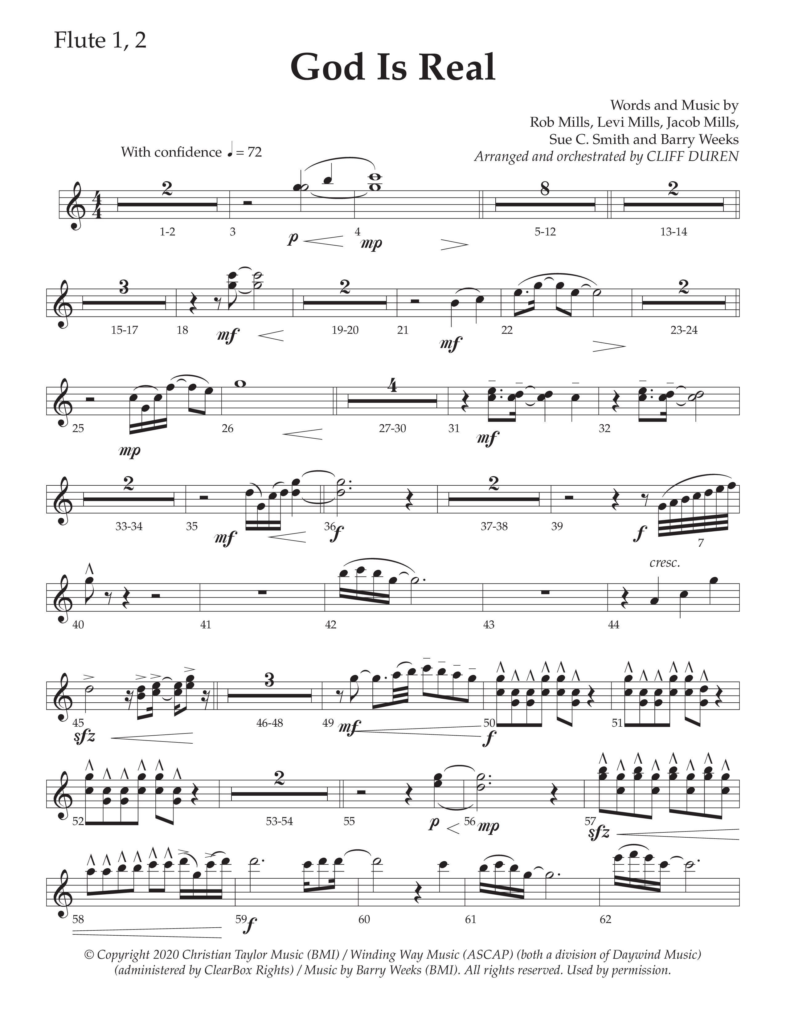 God Is Real (Choral Anthem SATB) Flute 1/2 (Daywind Worship / Arr. Cliff Duren)