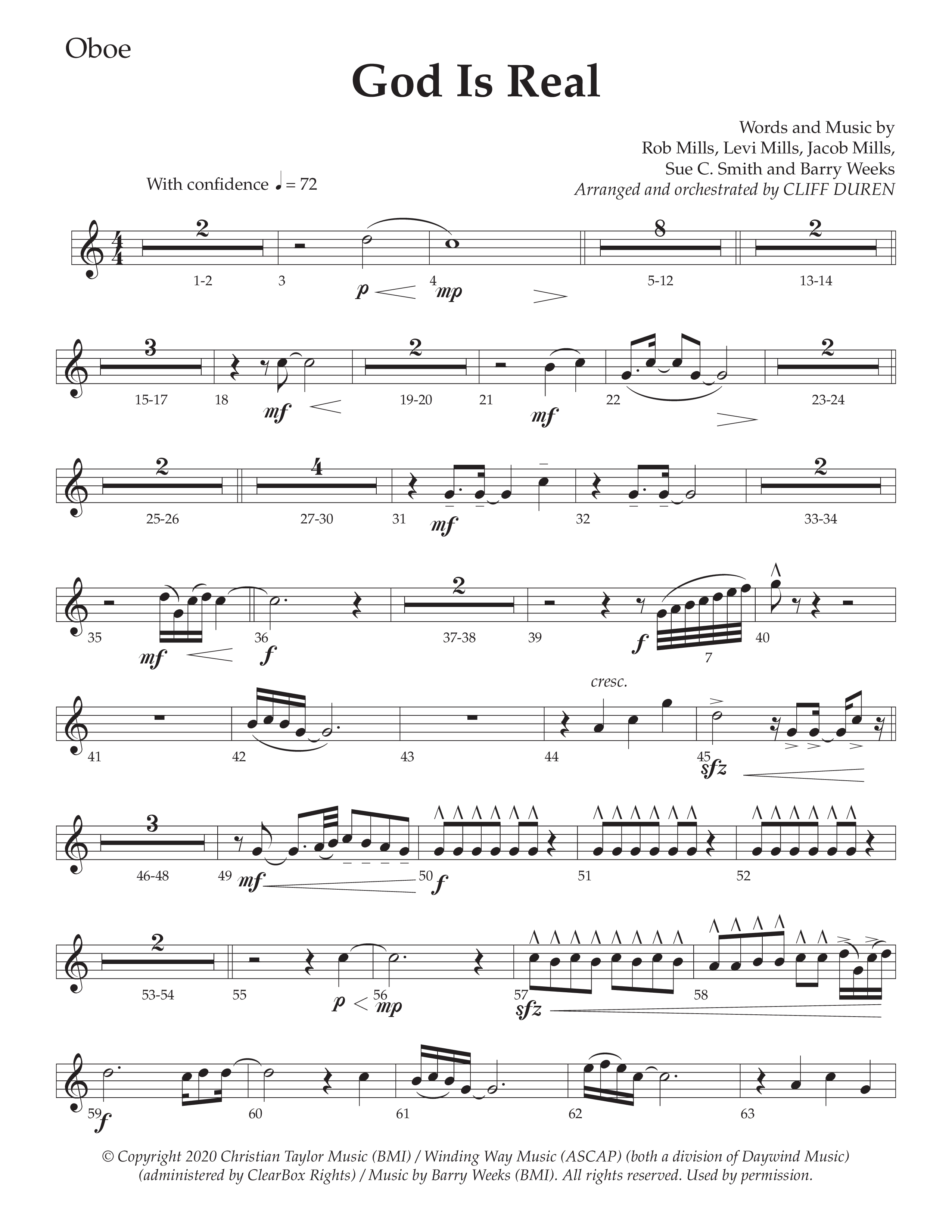 God Is Real (Choral Anthem SATB) Oboe (Daywind Worship / Arr. Cliff Duren)