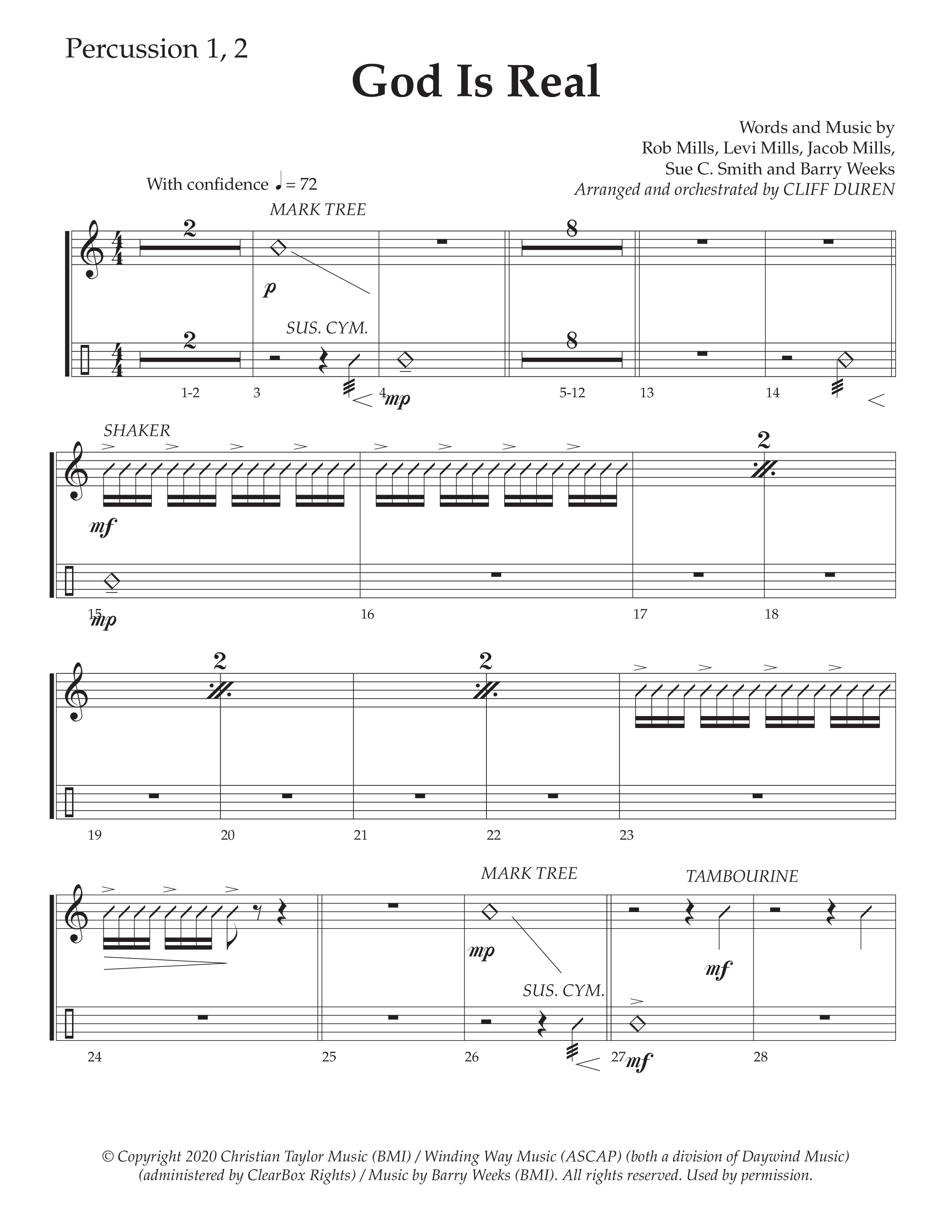 God Is Real (Choral Anthem SATB) Percussion 1/2 (Daywind Worship / Arr. Cliff Duren)