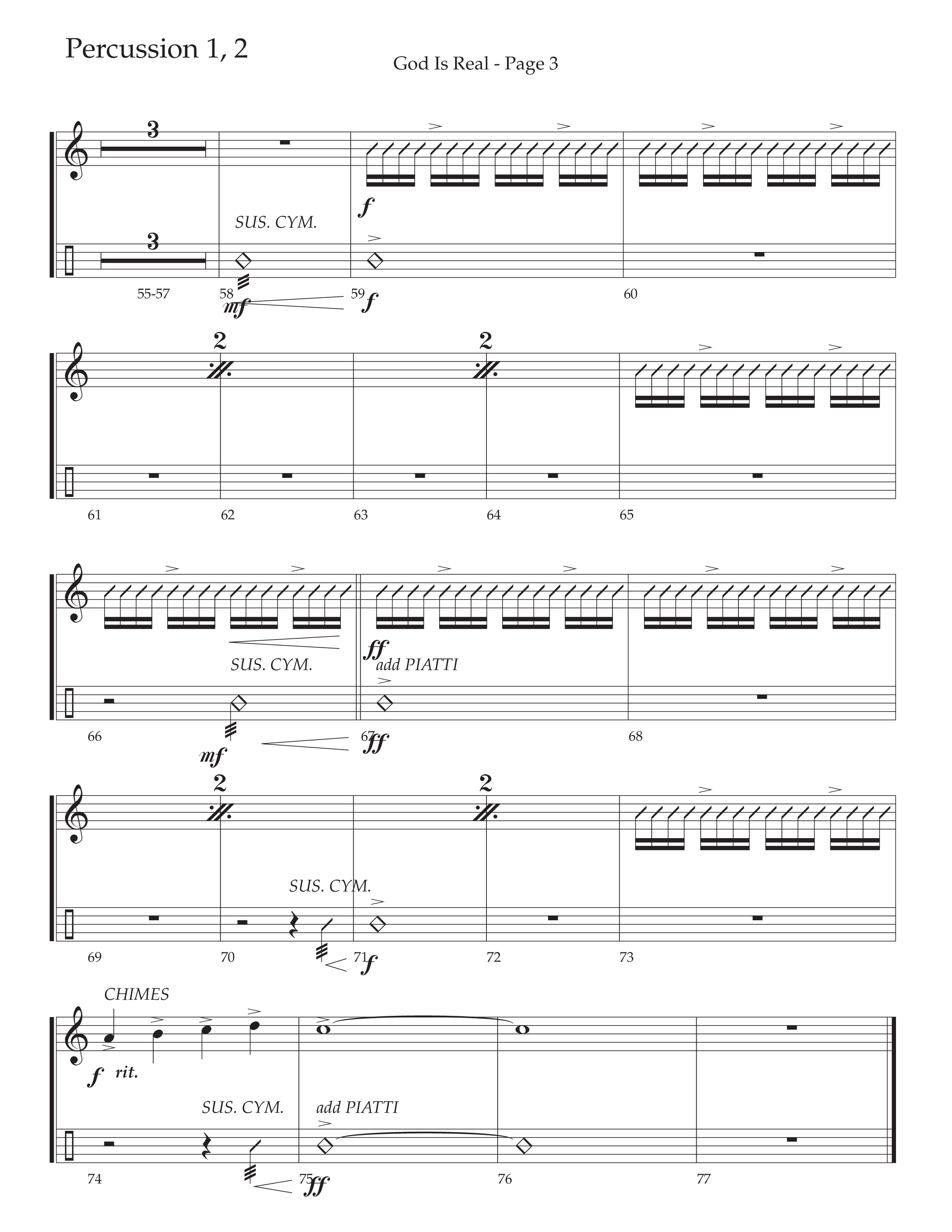 God Is Real (Choral Anthem SATB) Percussion 1/2 (Daywind Worship / Arr. Cliff Duren)