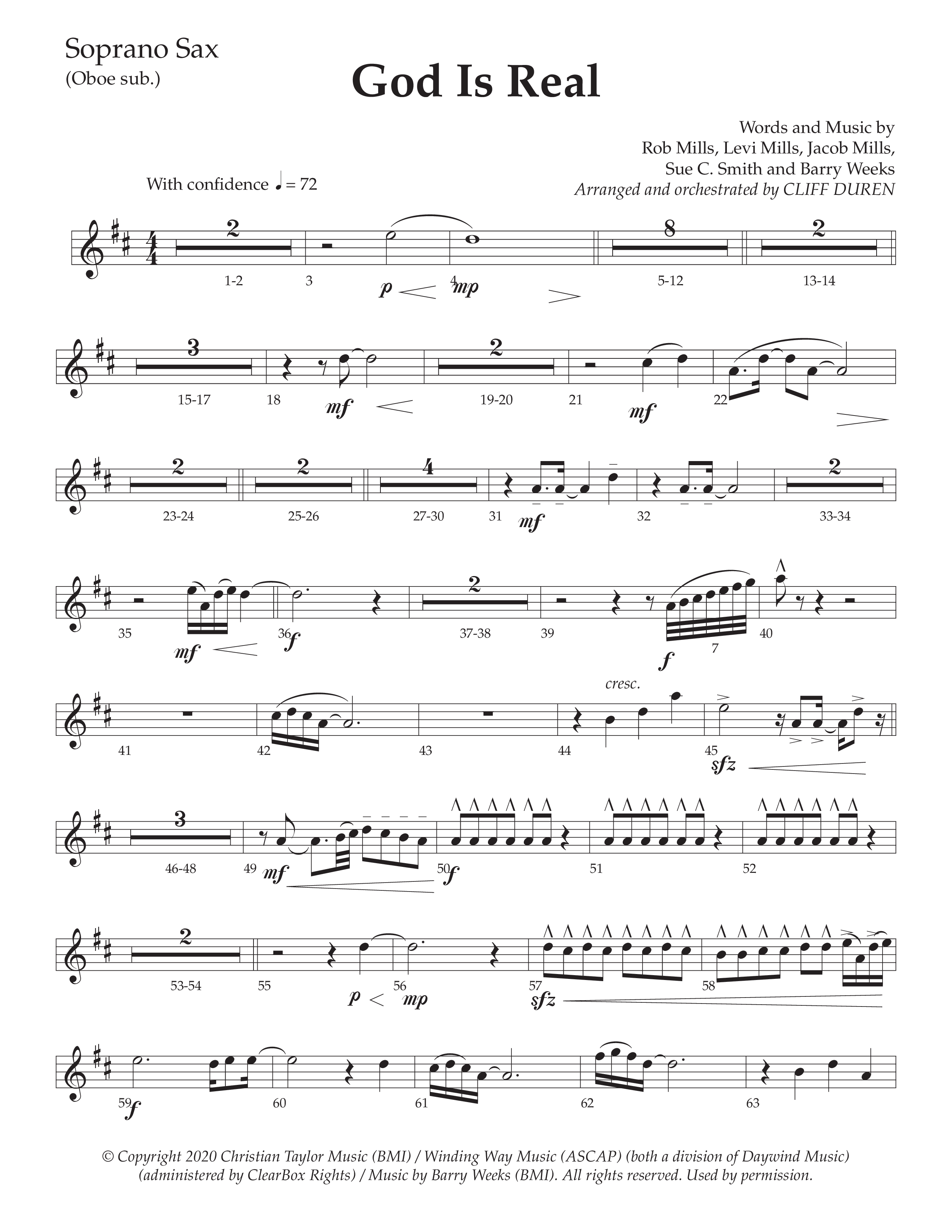 God Is Real (Choral Anthem SATB) Soprano Sax (Daywind Worship / Arr. Cliff Duren)