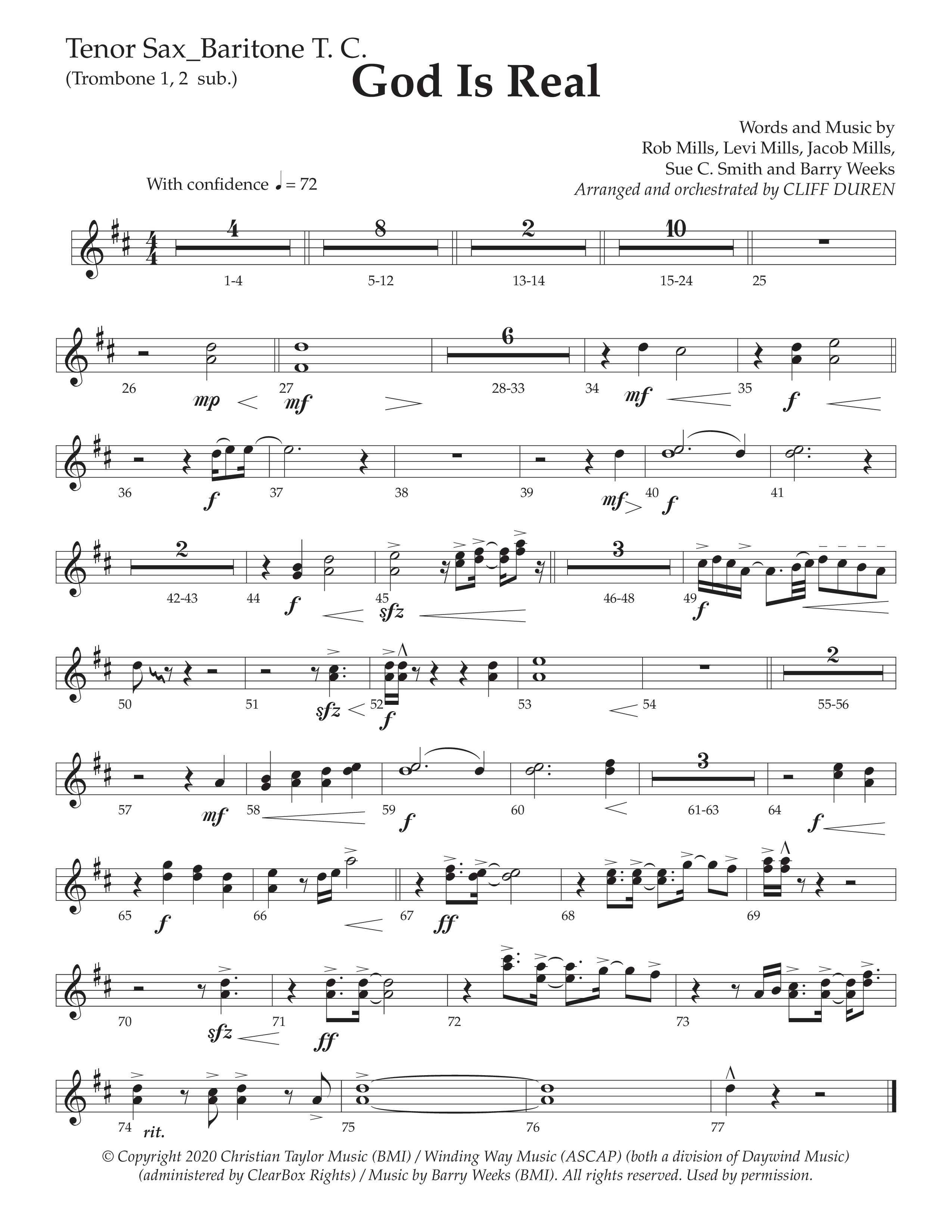 God Is Real (Choral Anthem SATB) Tenor Sax/Baritone T.C. (Daywind Worship / Arr. Cliff Duren)