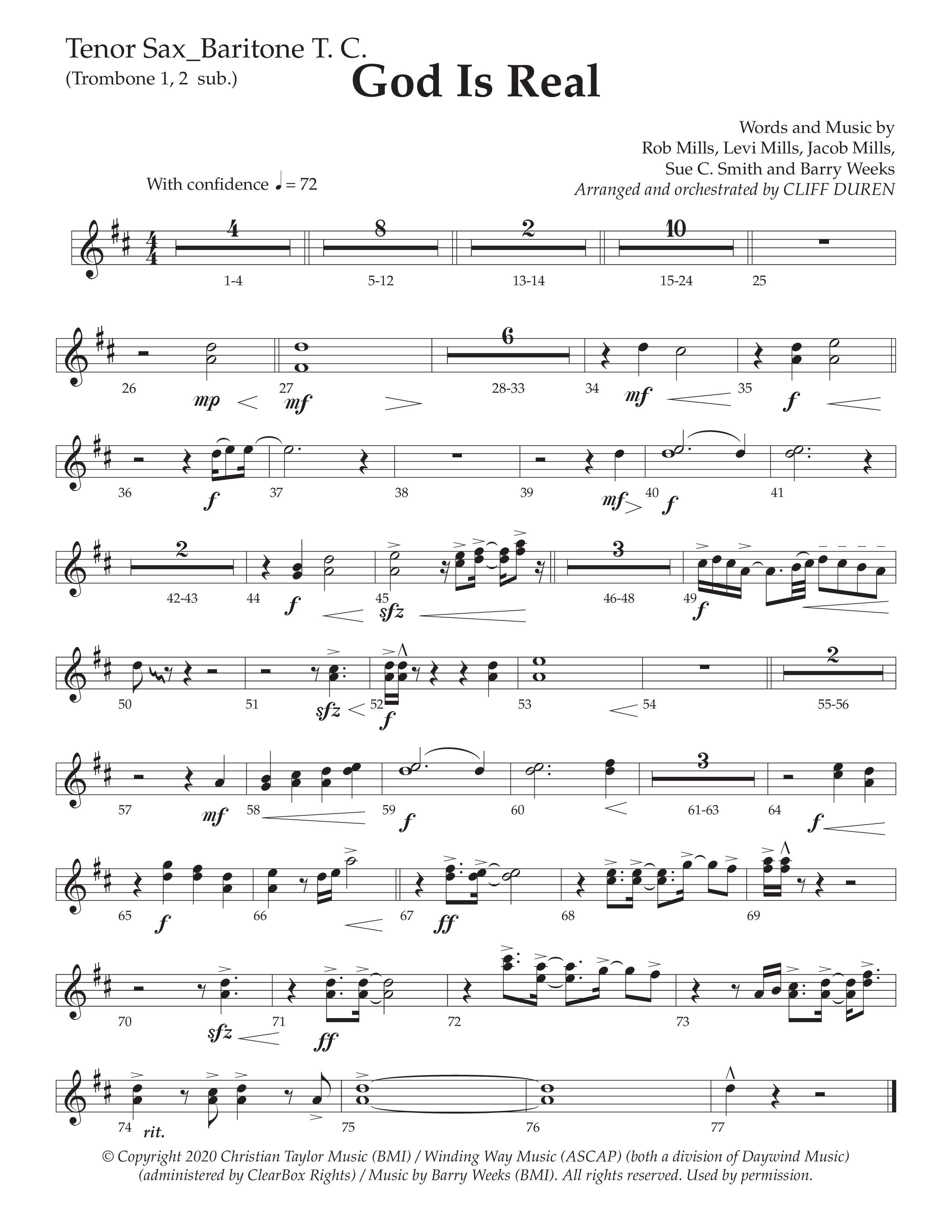 God Is Real (Choral Anthem SATB) Tenor Sax/Baritone T.C. (Daywind Worship / Arr. Cliff Duren)