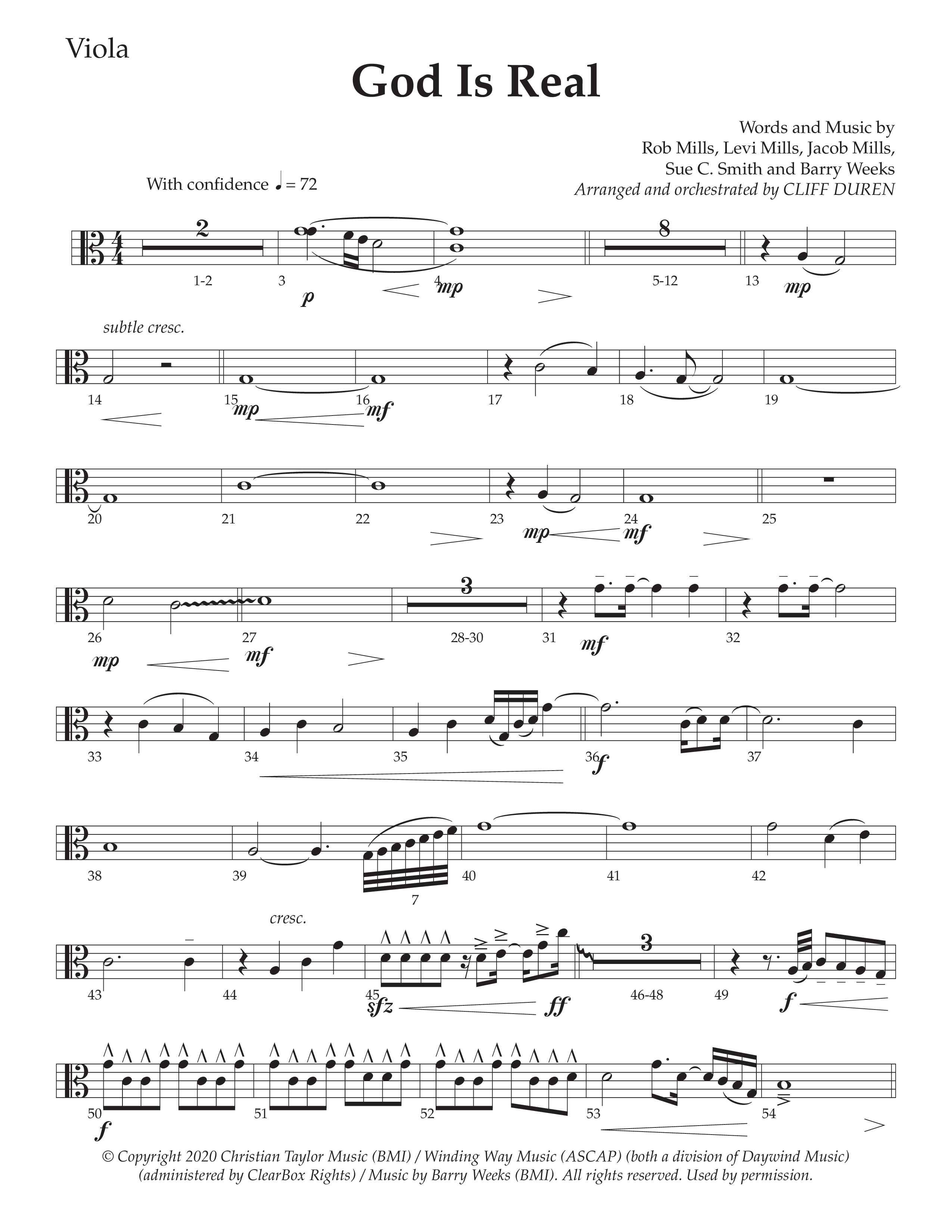 God Is Real (Choral Anthem SATB) Viola (Daywind Worship / Arr. Cliff Duren)