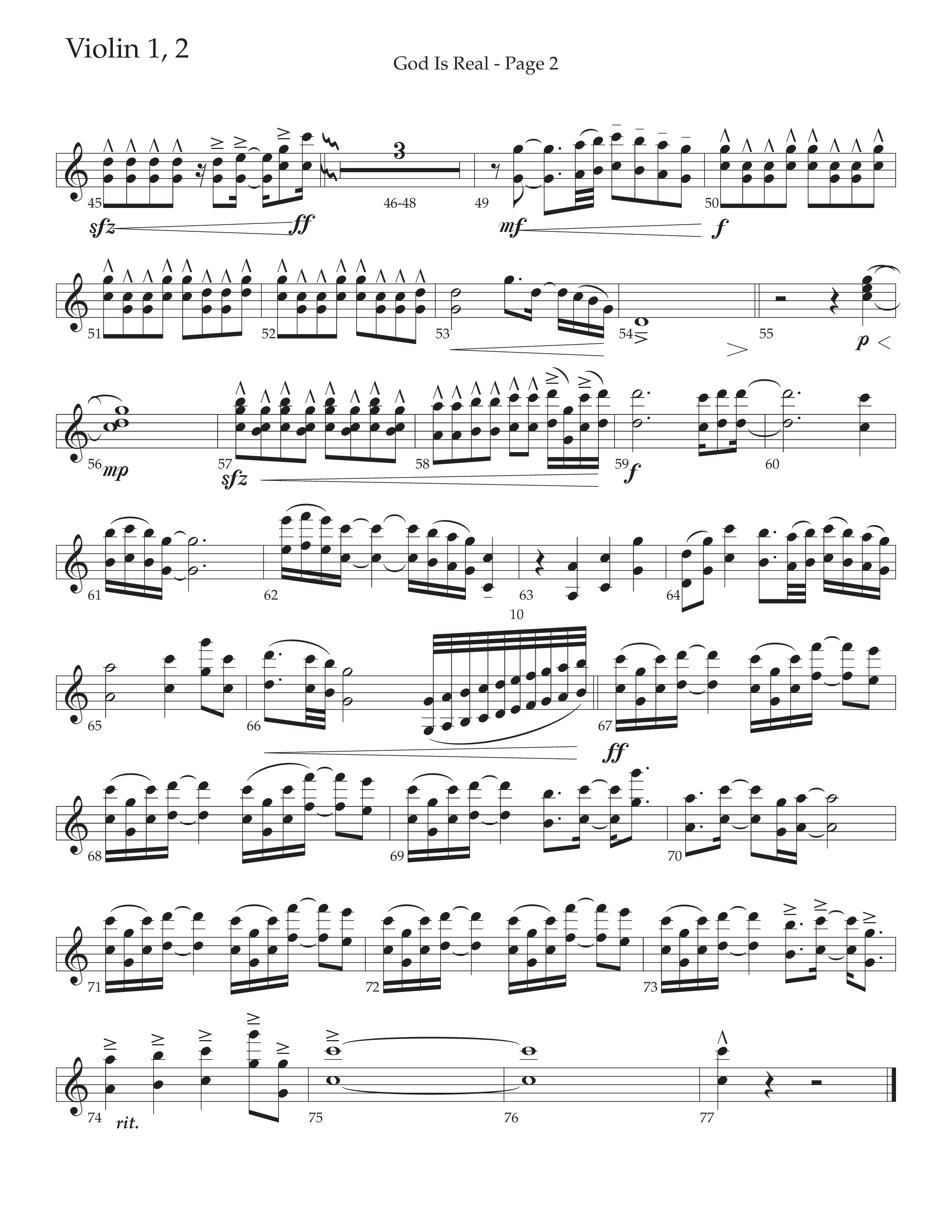 God Is Real (Choral Anthem SATB) Violin 1/2 (Daywind Worship / Arr. Cliff Duren)