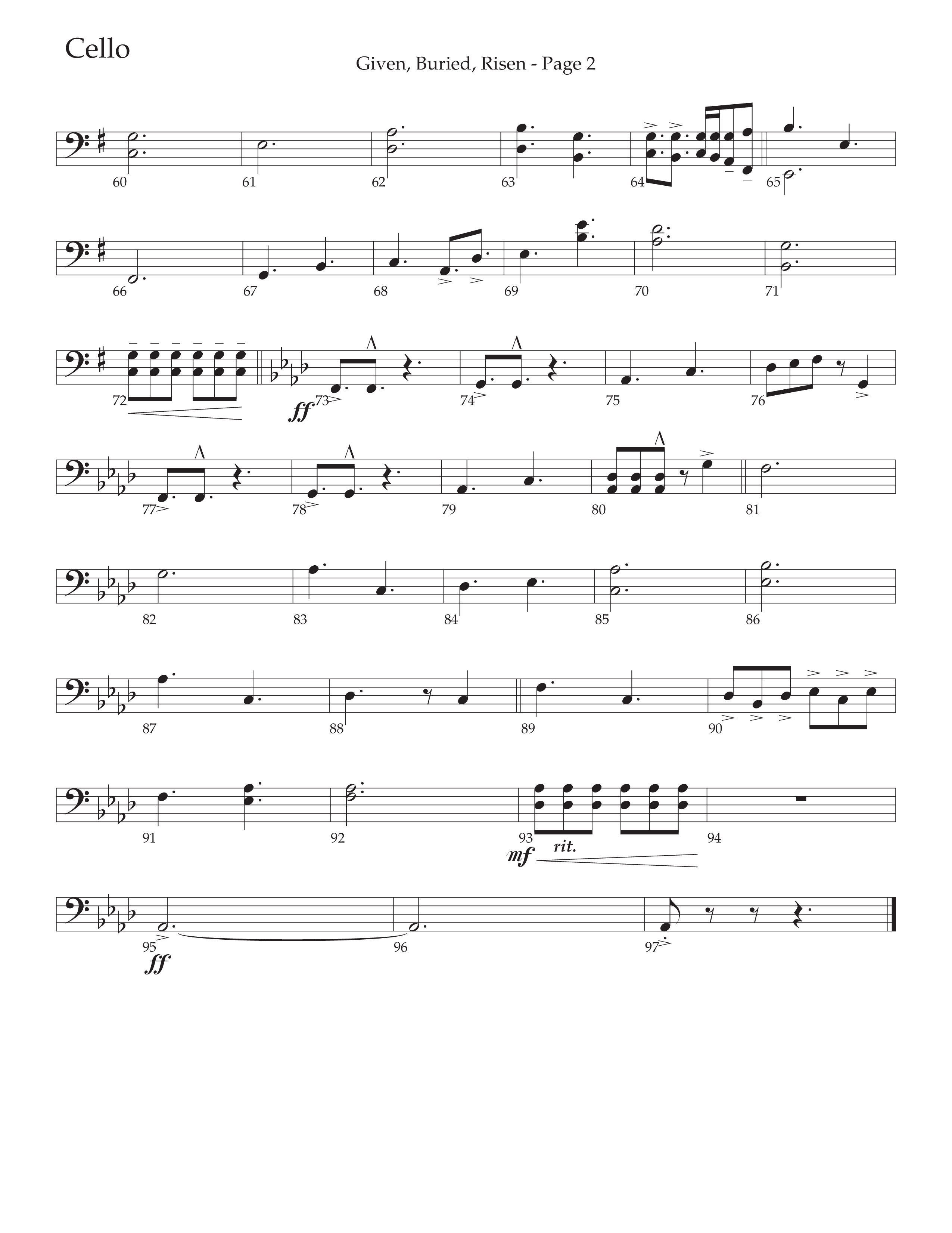 Given Buried Risen (Choral Anthem SATB) Cello (Daywind Worship / Arr. Phil Nitz)