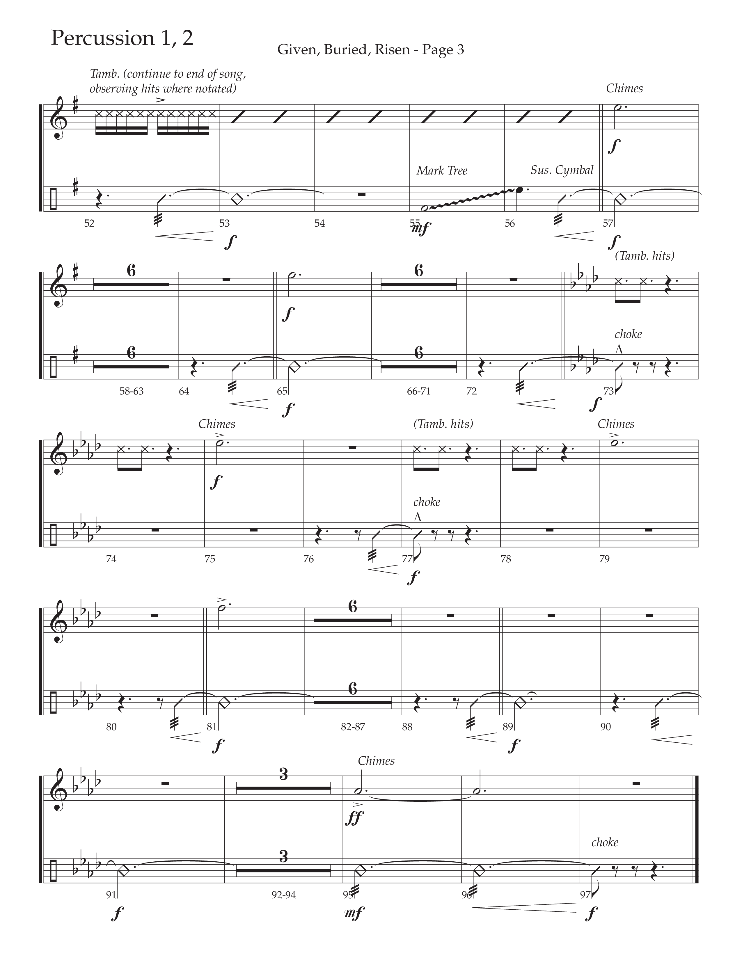 Given Buried Risen (Choral Anthem SATB) Percussion 1/2 (Daywind Worship / Arr. Phil Nitz)