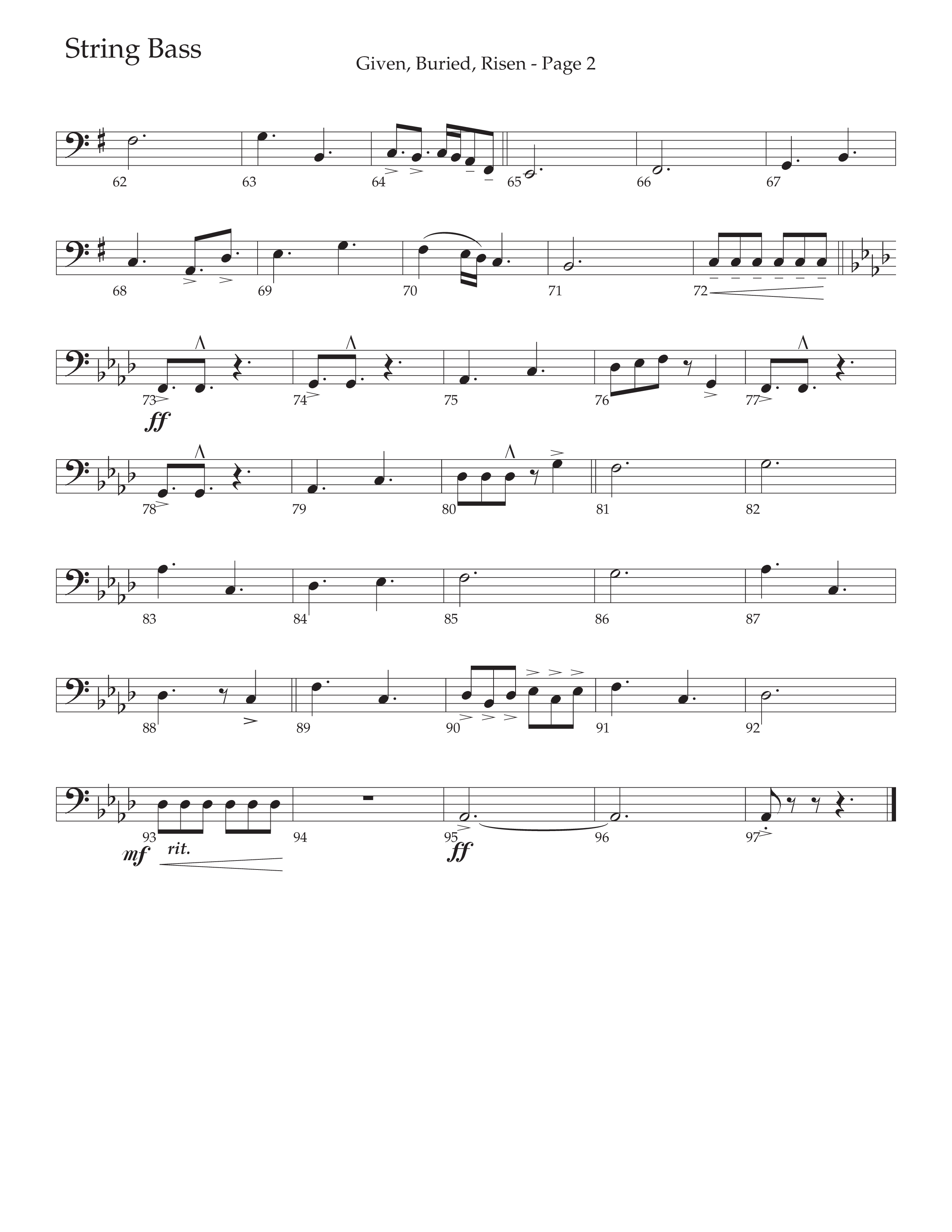 Given Buried Risen (Choral Anthem SATB) String Bass (Daywind Worship / Arr. Phil Nitz)