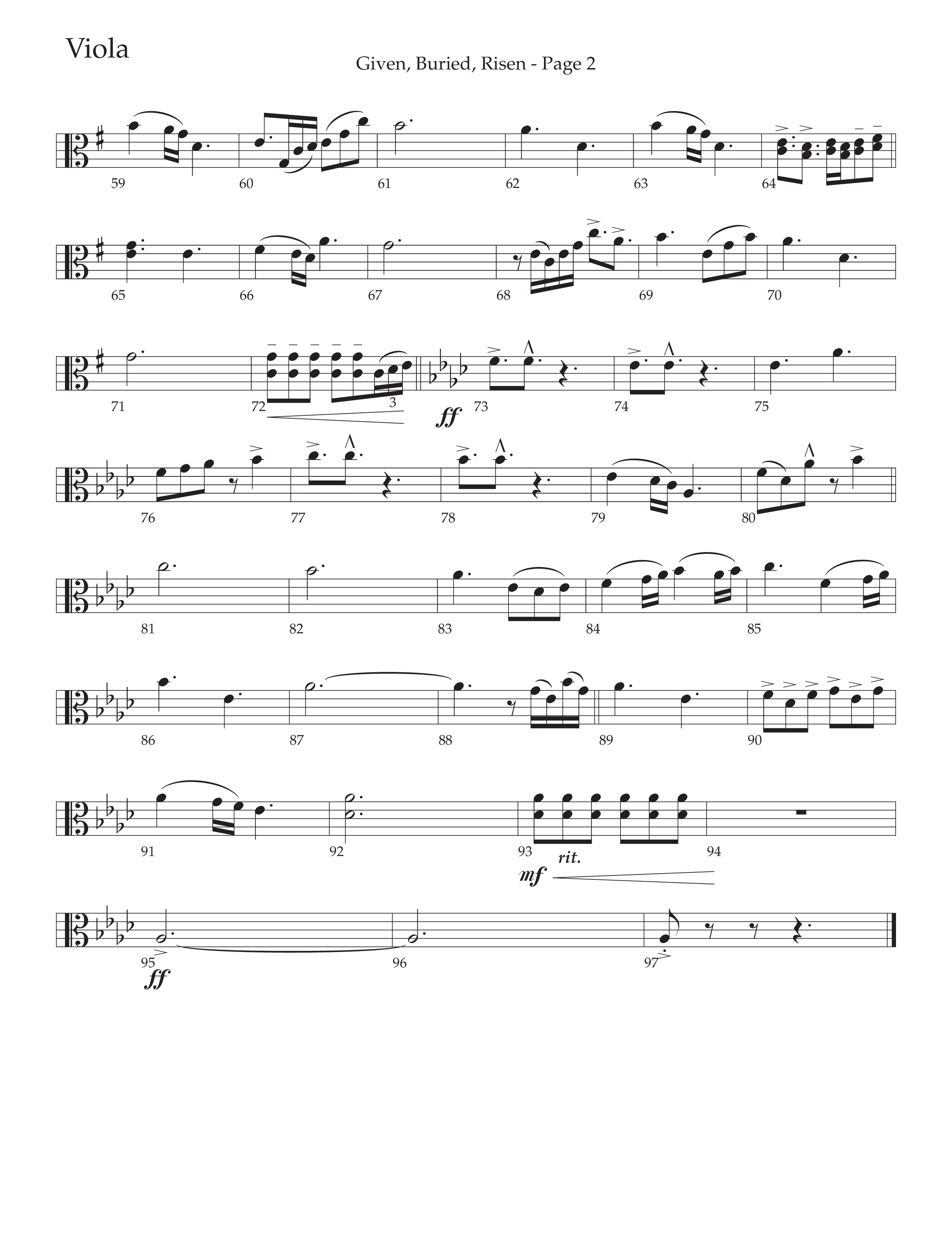 Given Buried Risen (Choral Anthem SATB) Viola (Daywind Worship / Arr. Phil Nitz)
