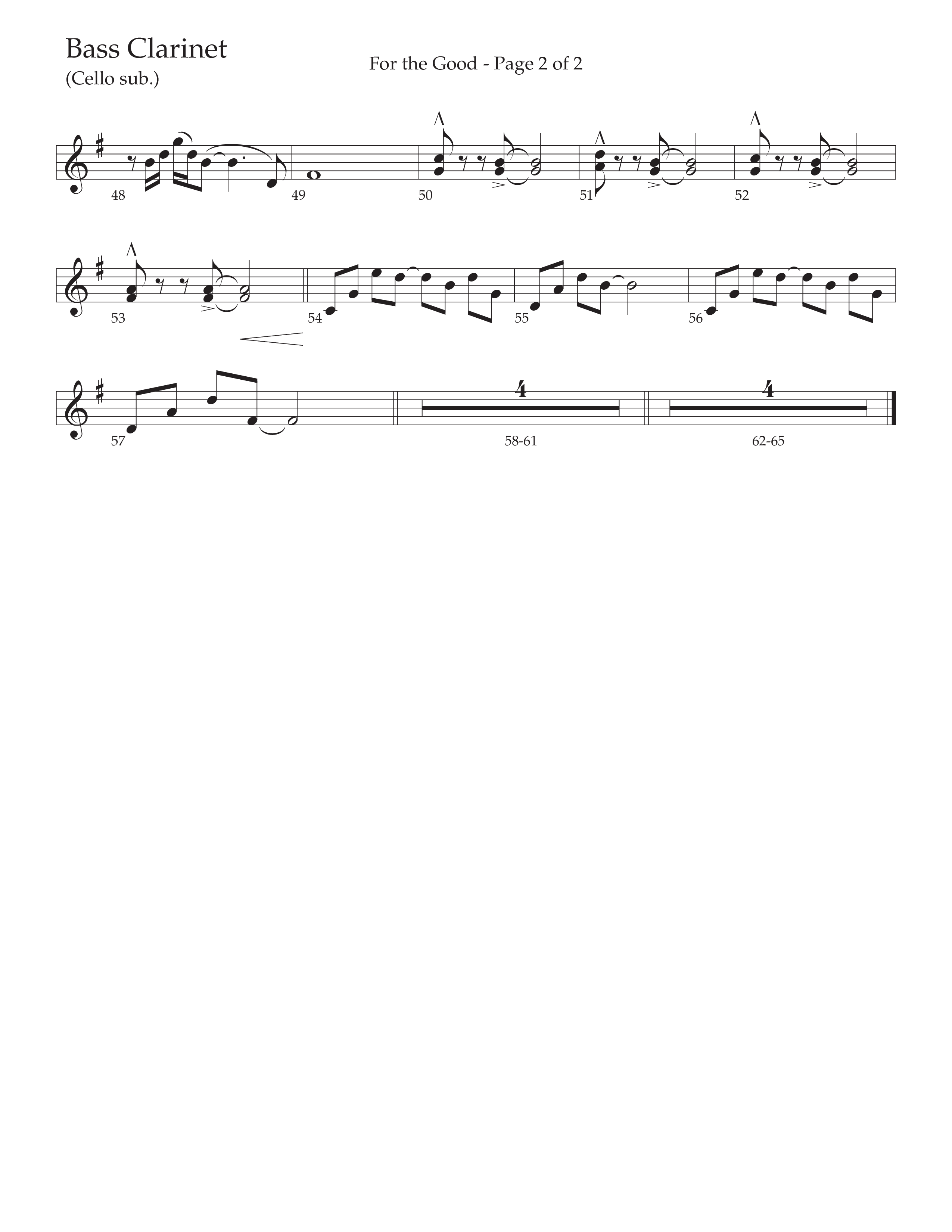 For The Good (Choral Anthem SATB) Bass Clarinet (Daywind Worship / Arr. Daniel Semsen)