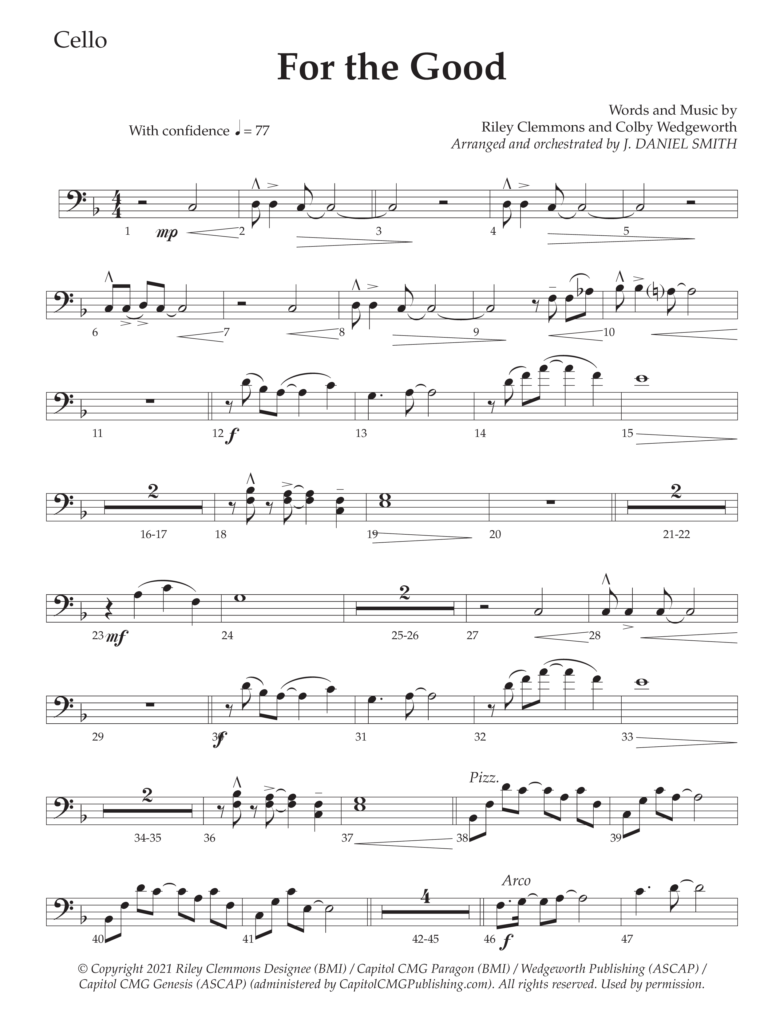 For The Good (Choral Anthem SATB) Cello (Daywind Worship / Arr. Daniel Semsen)