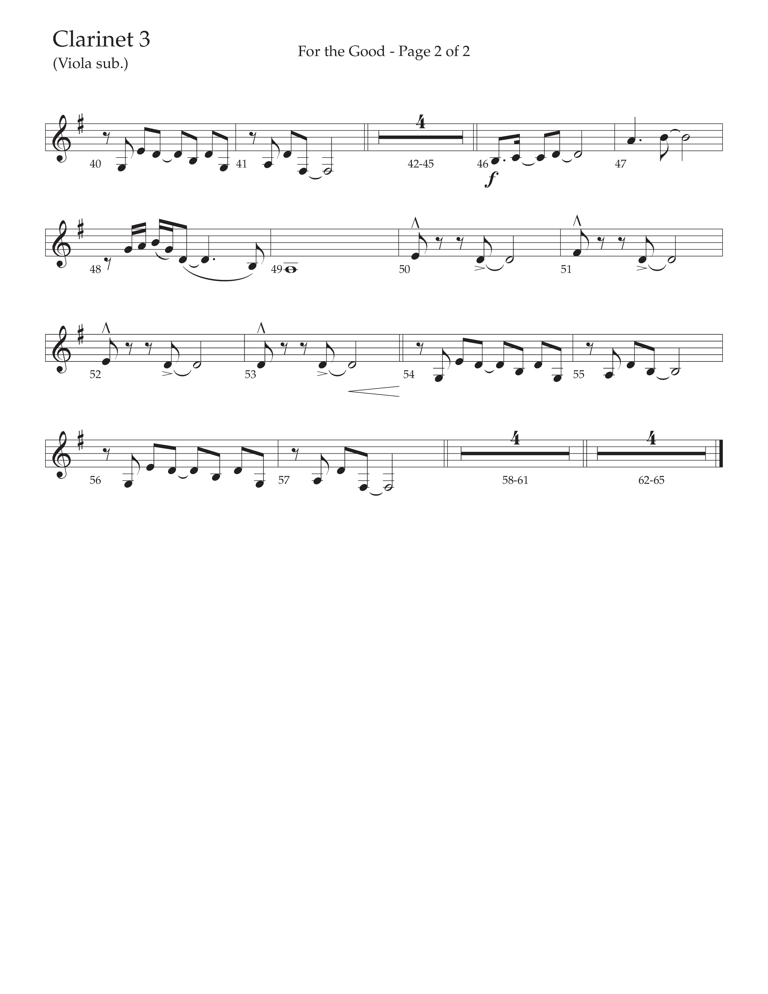 For The Good (Choral Anthem SATB) Clarinet 3 (Daywind Worship / Arr. Daniel Semsen)