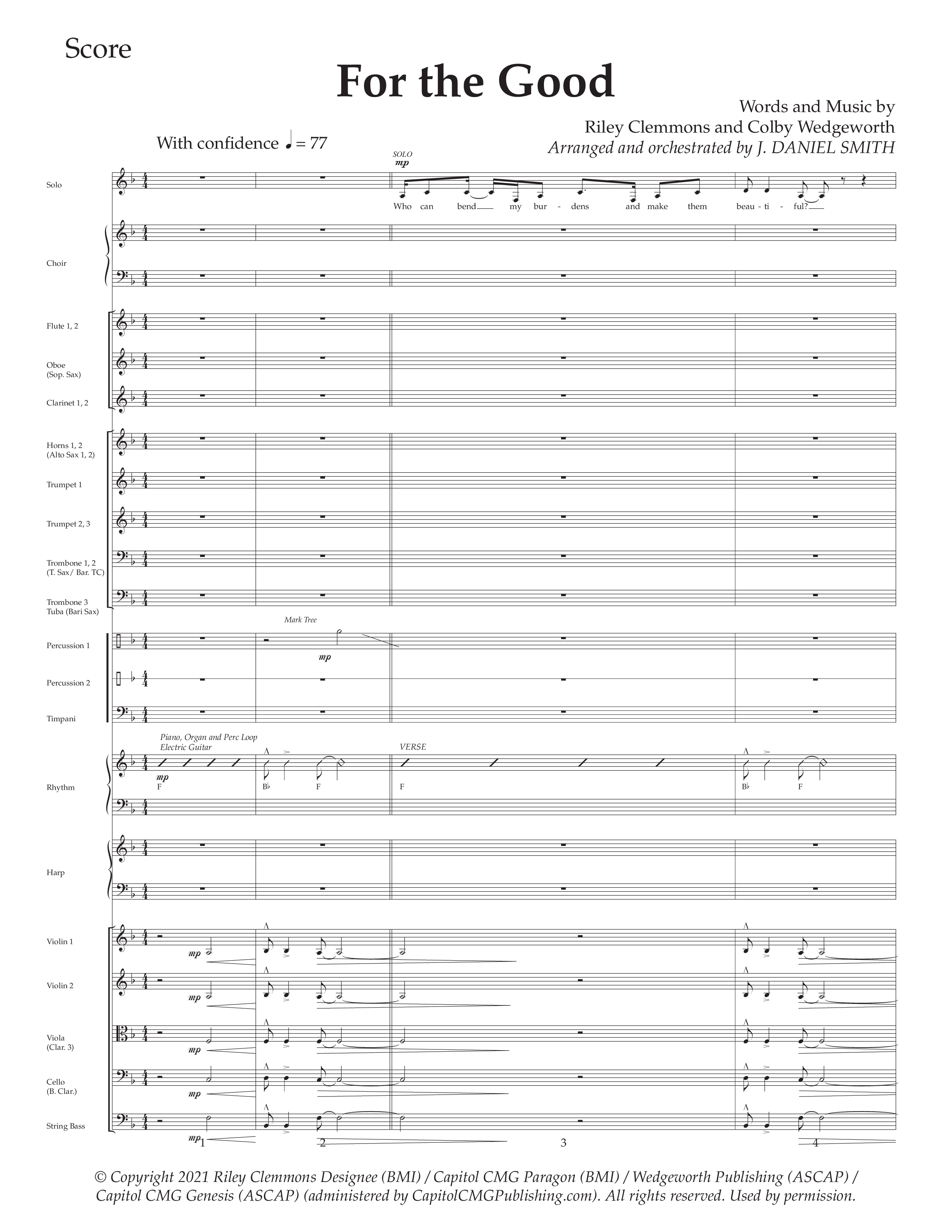 For The Good (Choral Anthem SATB) Orchestration (Daywind Worship / Arr. Daniel Semsen)
