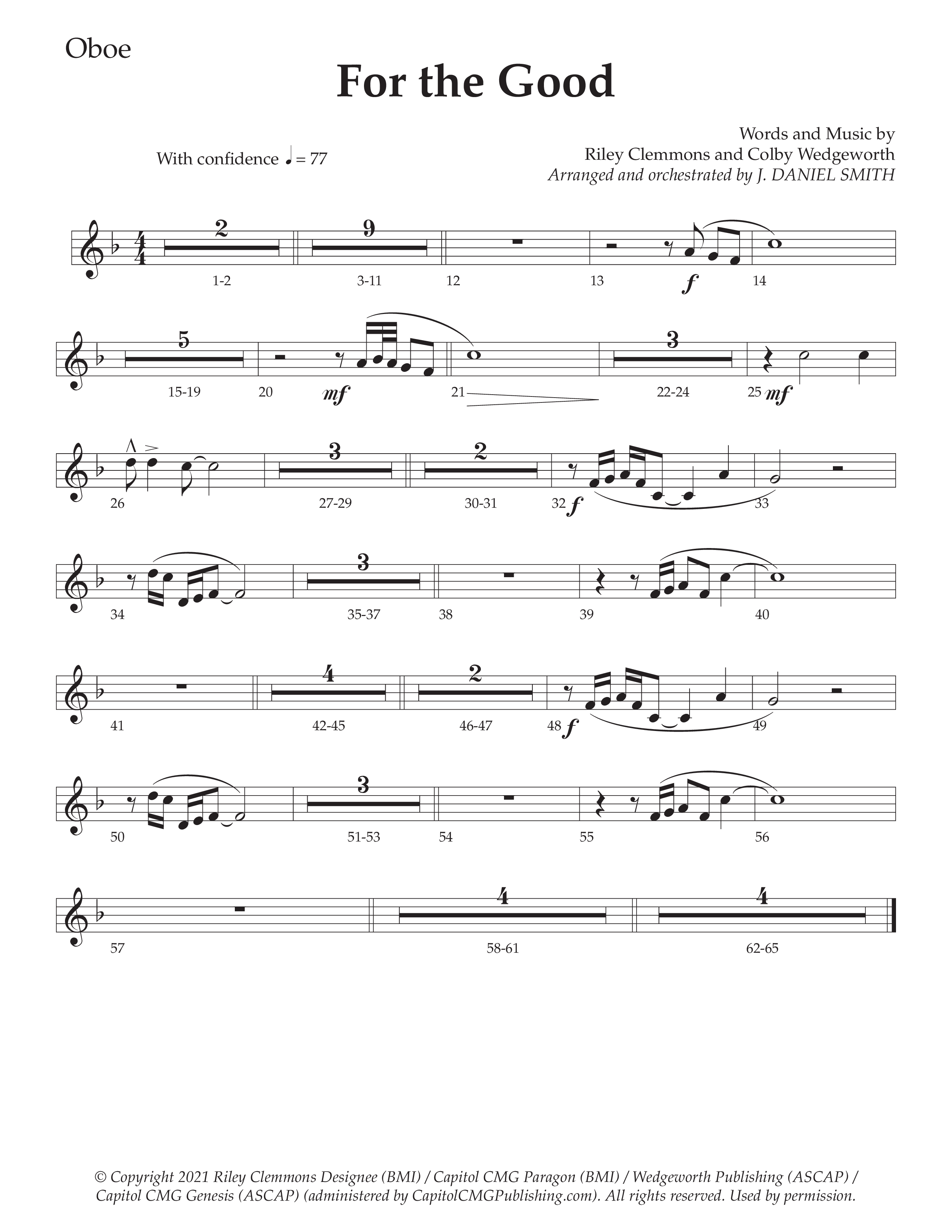 For The Good (Choral Anthem SATB) Oboe (Daywind Worship / Arr. Daniel Semsen)