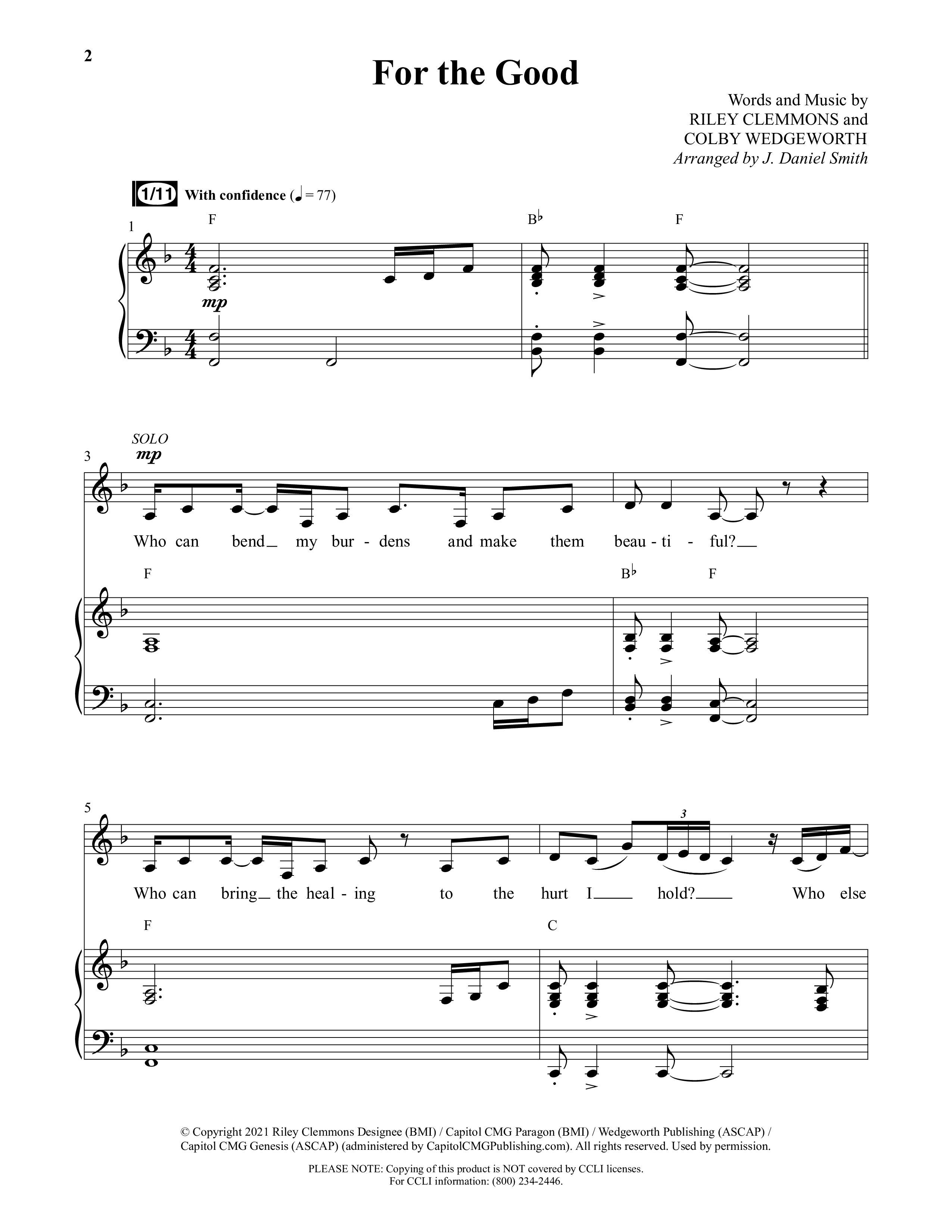 For The Good (Choral Anthem SATB) Anthem (SATB/Piano) (Daywind Worship / Arr. Daniel Semsen)