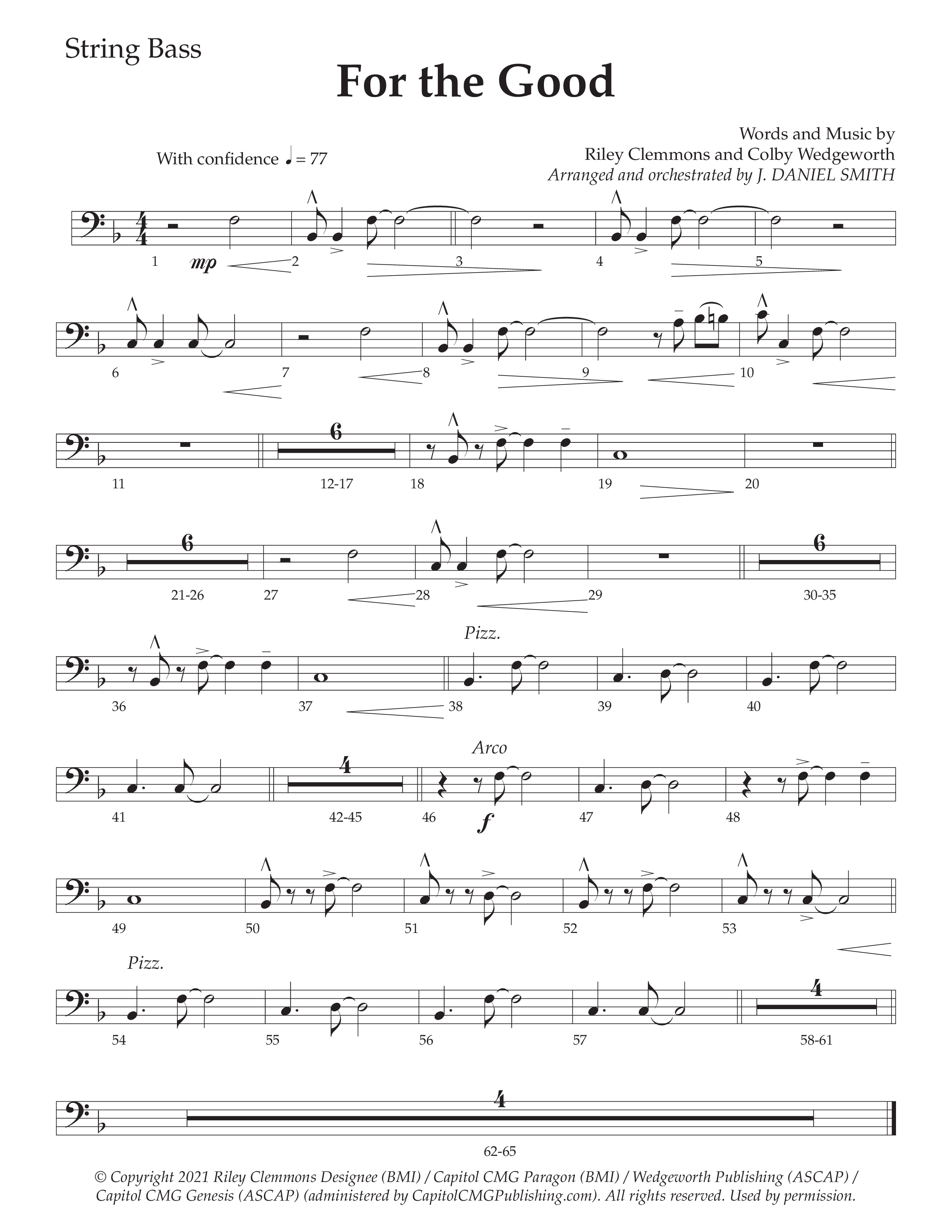 For The Good (Choral Anthem SATB) String Bass (Daywind Worship / Arr. Daniel Semsen)
