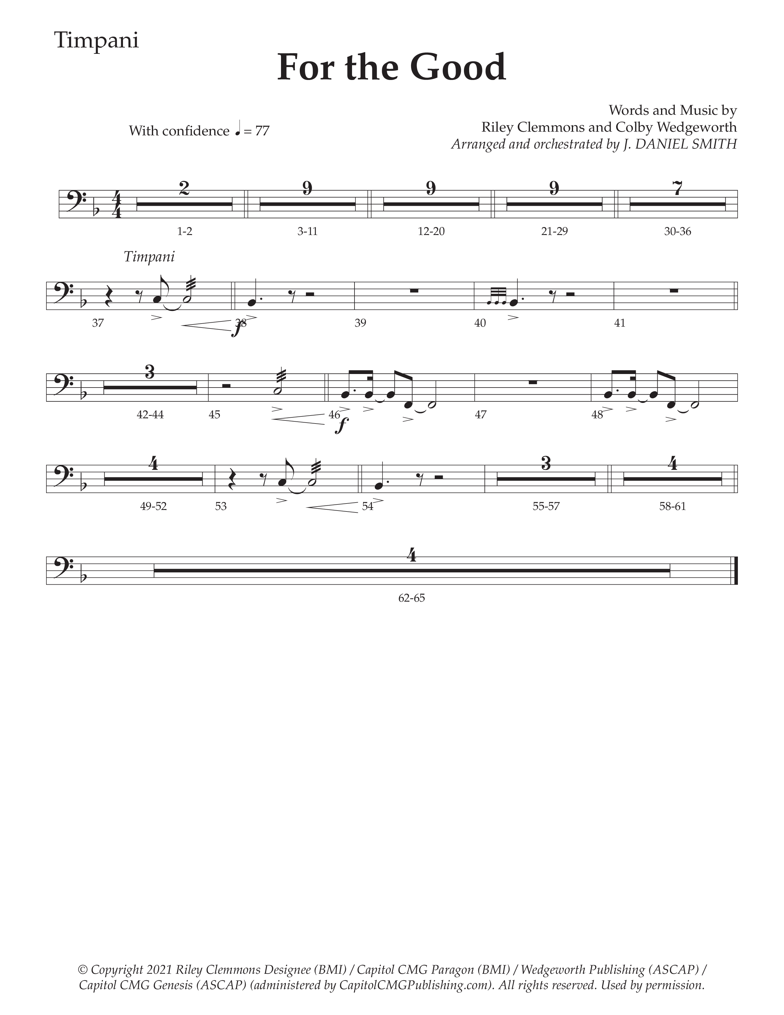For The Good (Choral Anthem SATB) Timpani (Daywind Worship / Arr. Daniel Semsen)