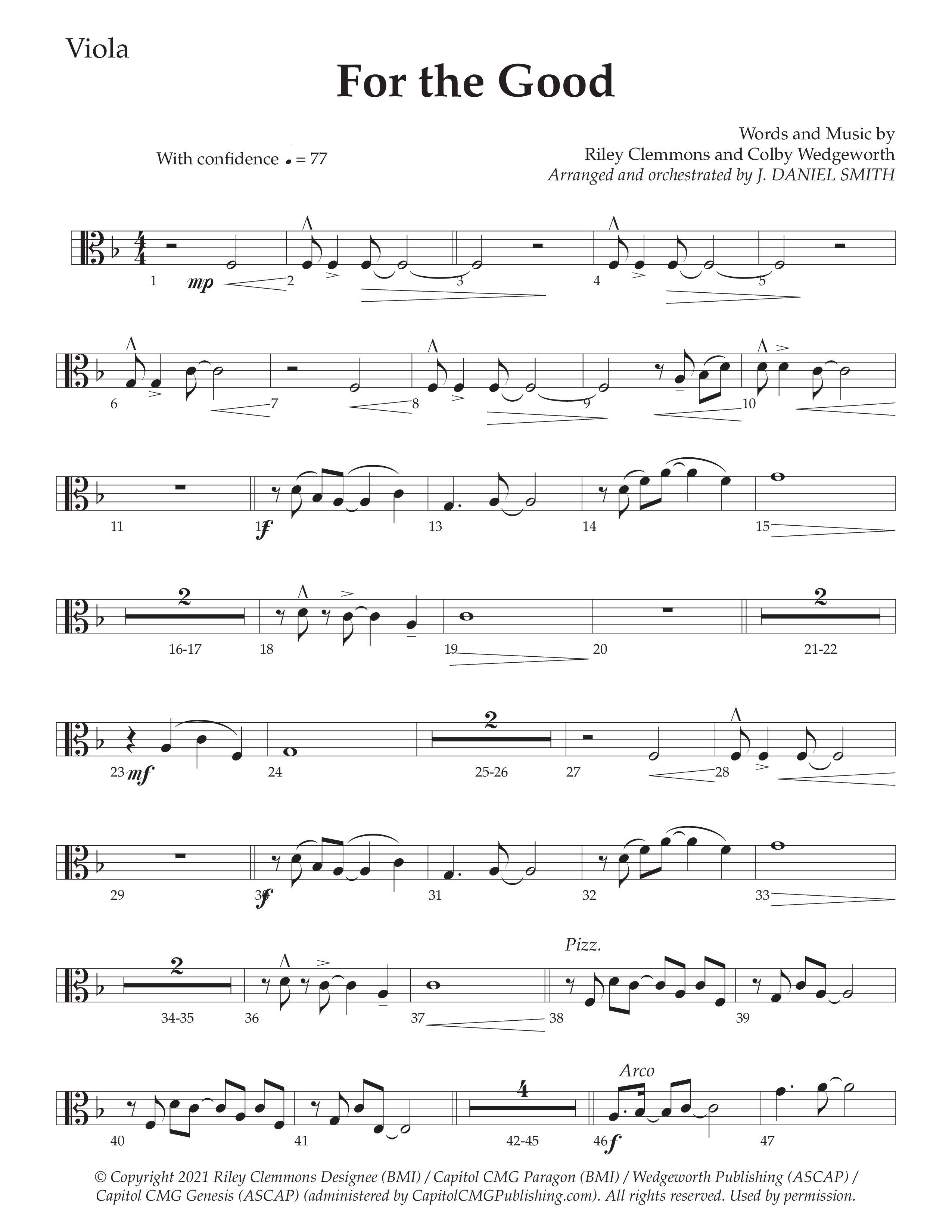 For The Good (Choral Anthem SATB) Viola (Daywind Worship / Arr. Daniel Semsen)