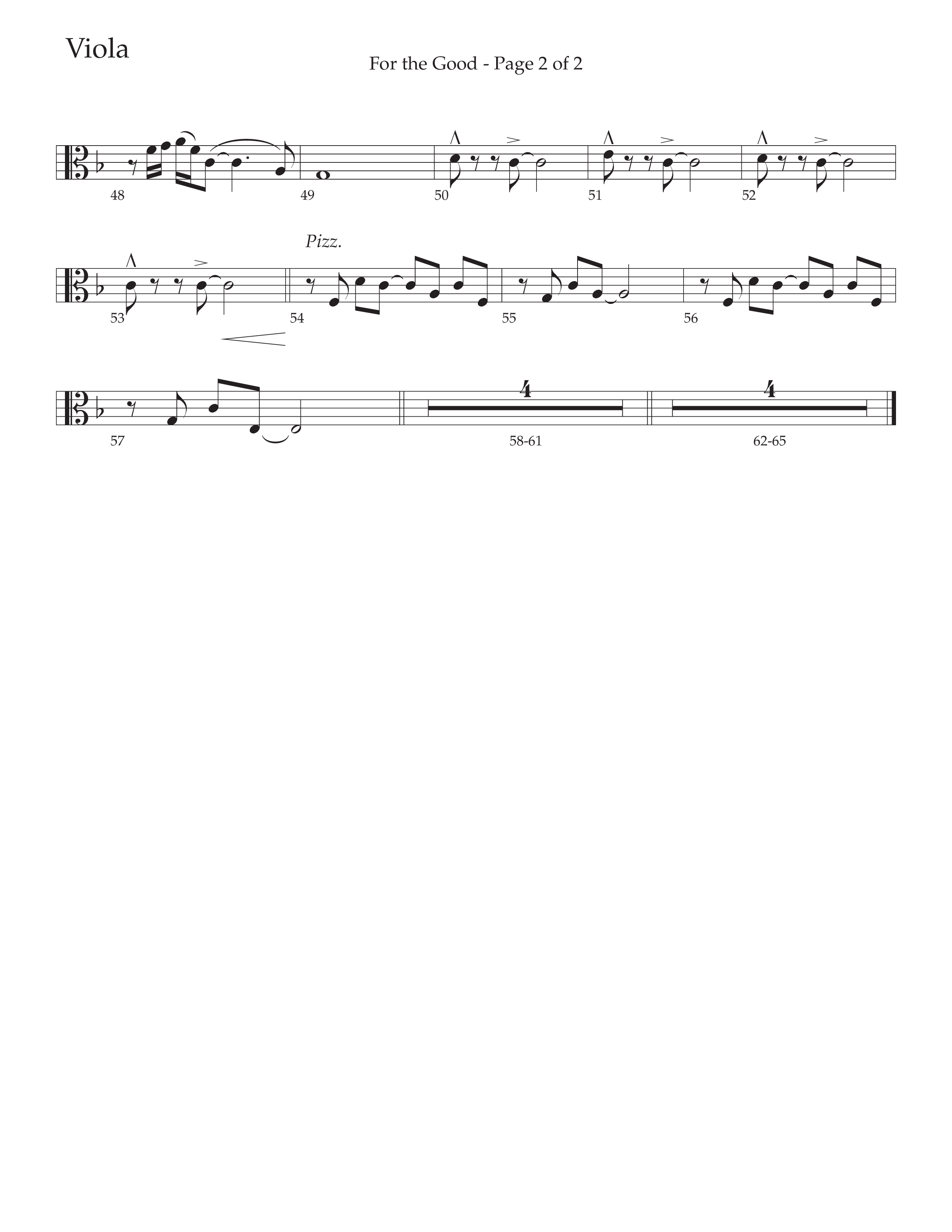For The Good (Choral Anthem SATB) Viola (Daywind Worship / Arr. Daniel Semsen)