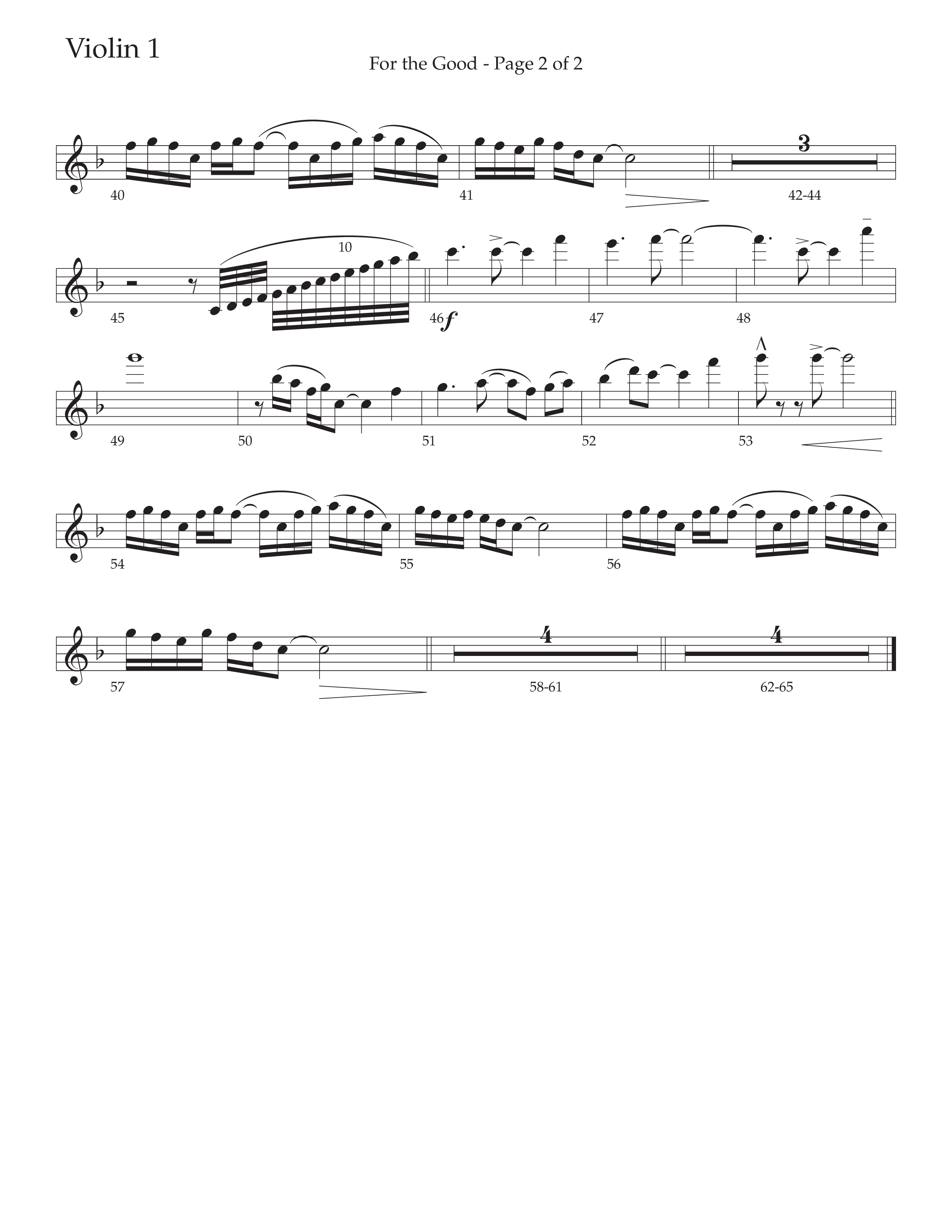 For The Good (Choral Anthem SATB) Violin 1 (Daywind Worship / Arr. Daniel Semsen)