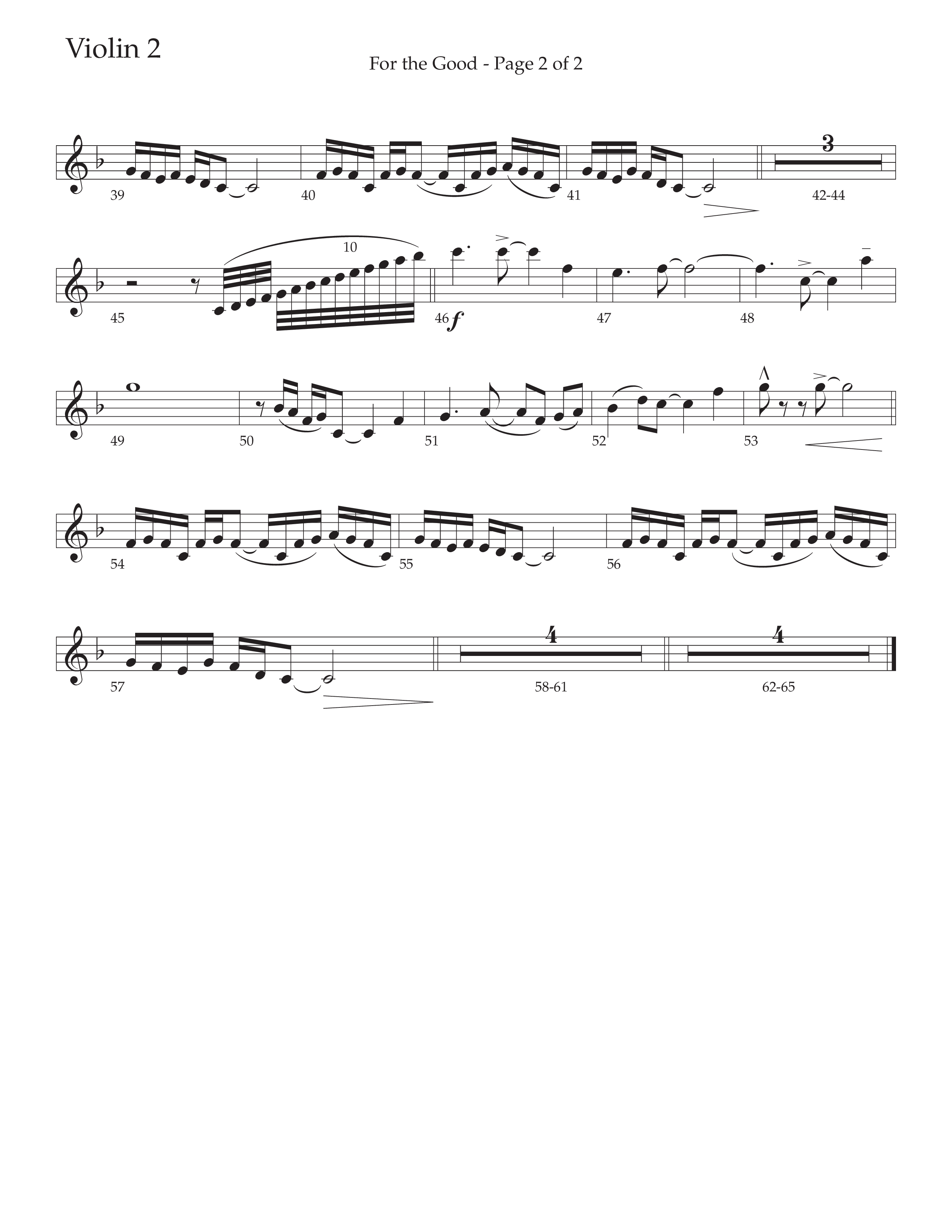 For The Good (Choral Anthem SATB) Violin 2 (Daywind Worship / Arr. Daniel Semsen)