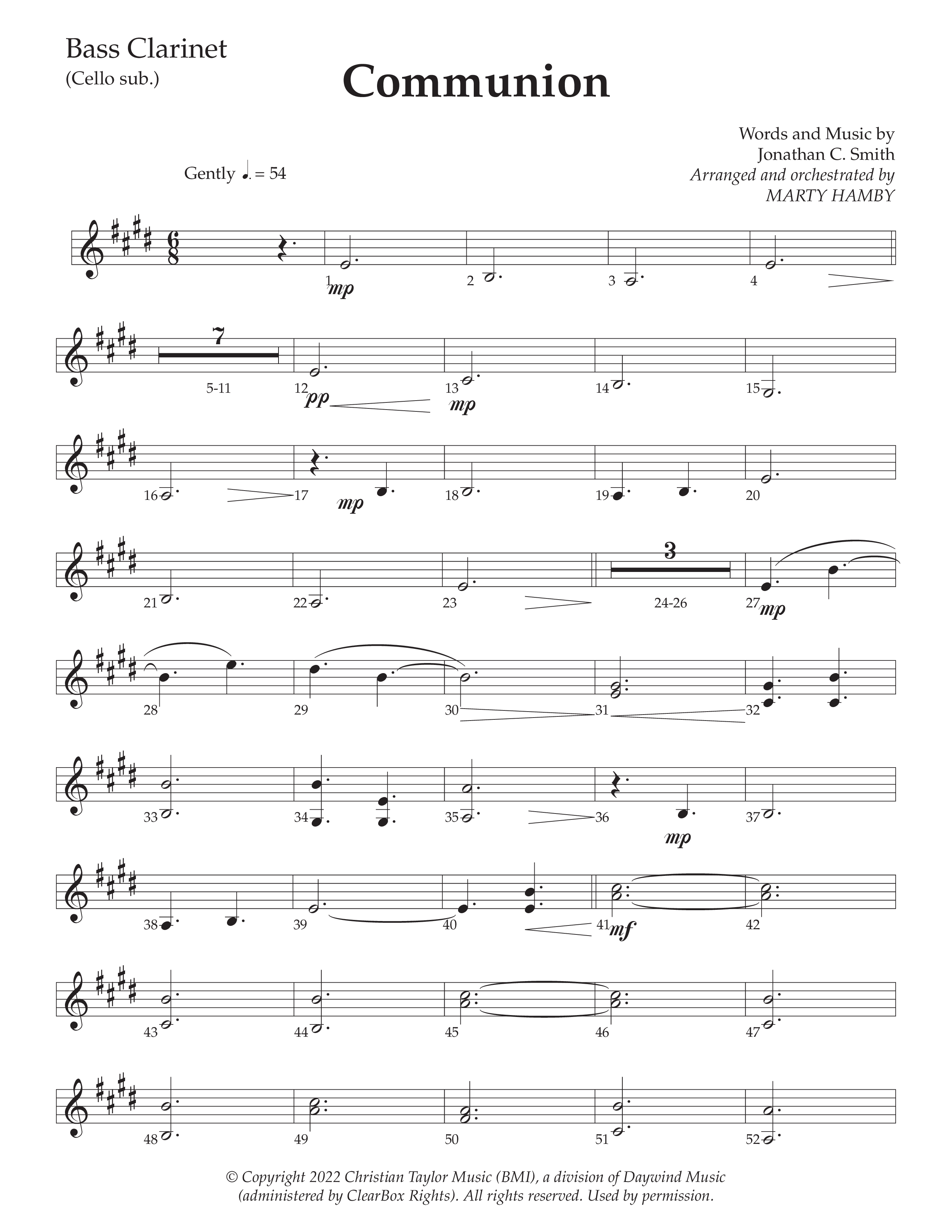 Communion (Choral Anthem SATB) Bass Clarinet (Daywind Worship / Arr. Marty Hamby)