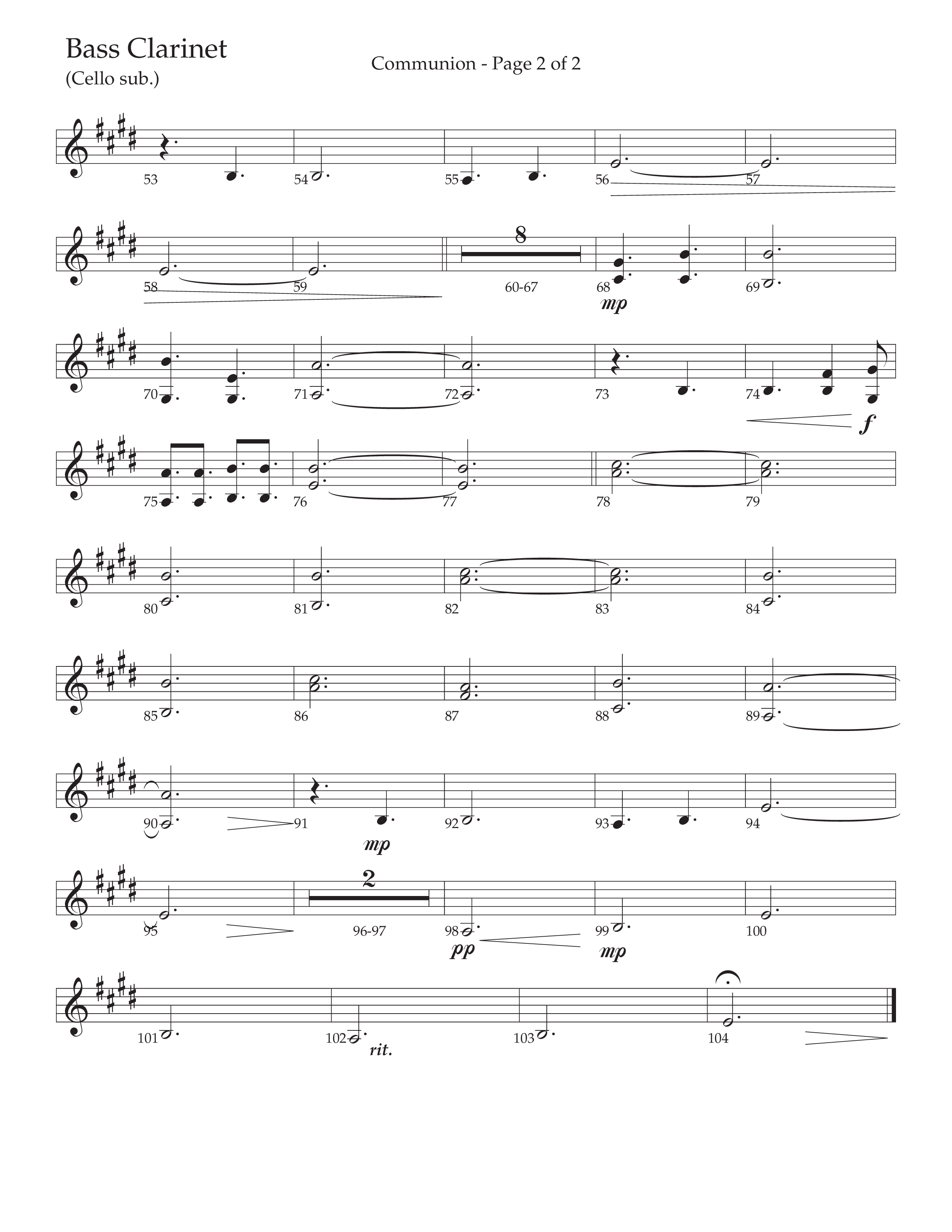 Communion (Choral Anthem SATB) Bass Clarinet (Daywind Worship / Arr. Marty Hamby)