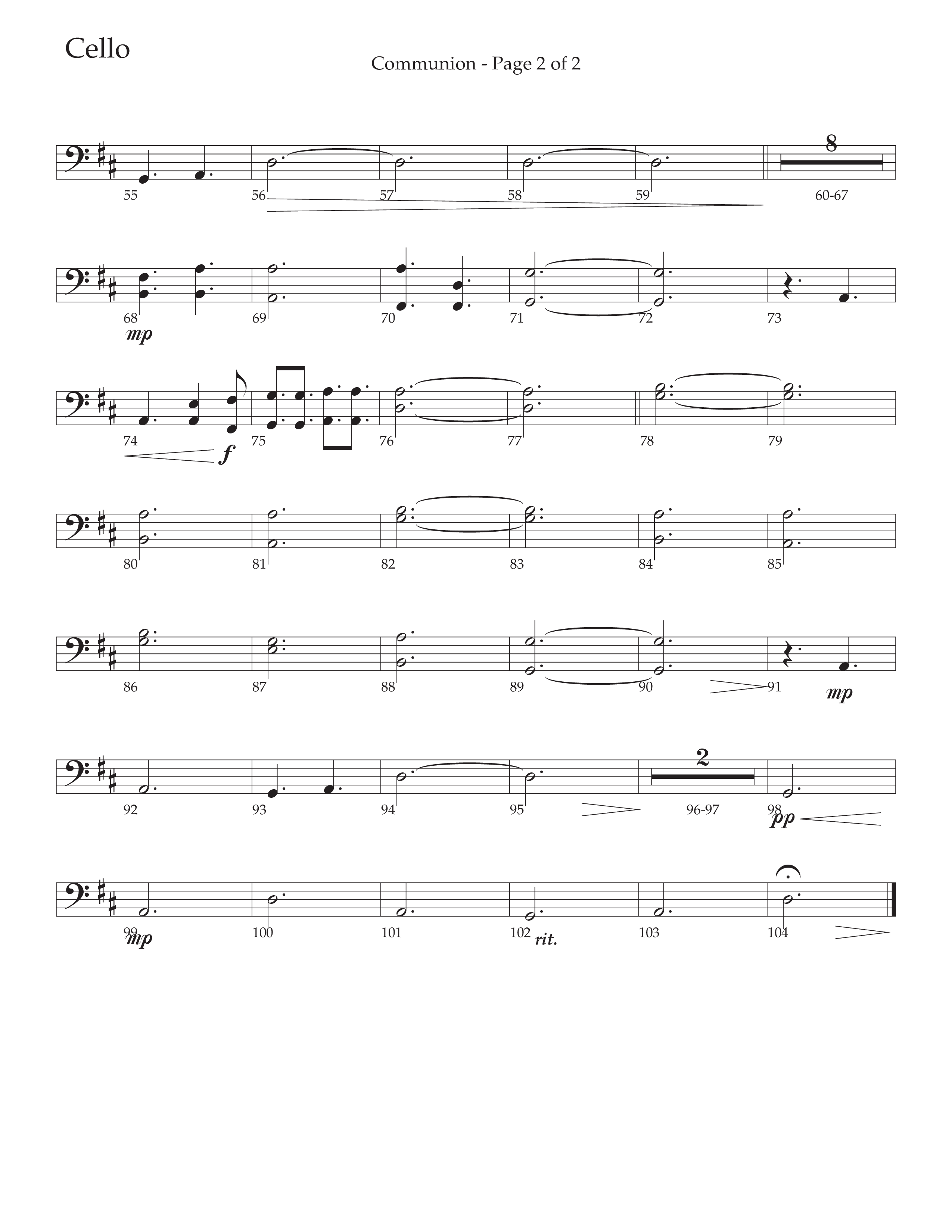 Communion (Choral Anthem SATB) Cello (Daywind Worship / Arr. Marty Hamby)