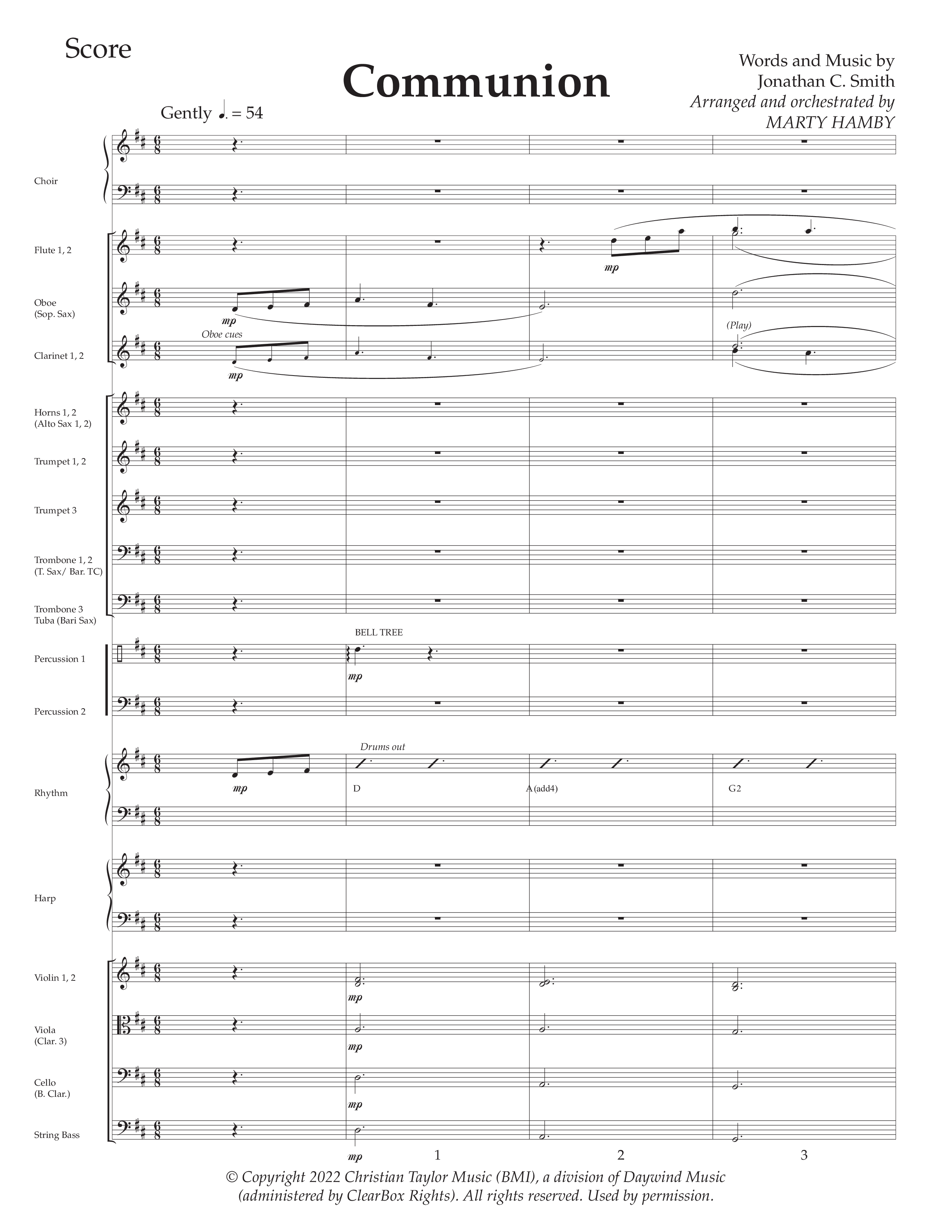 Communion (Choral Anthem SATB) Orchestration (Daywind Worship / Arr. Marty Hamby)