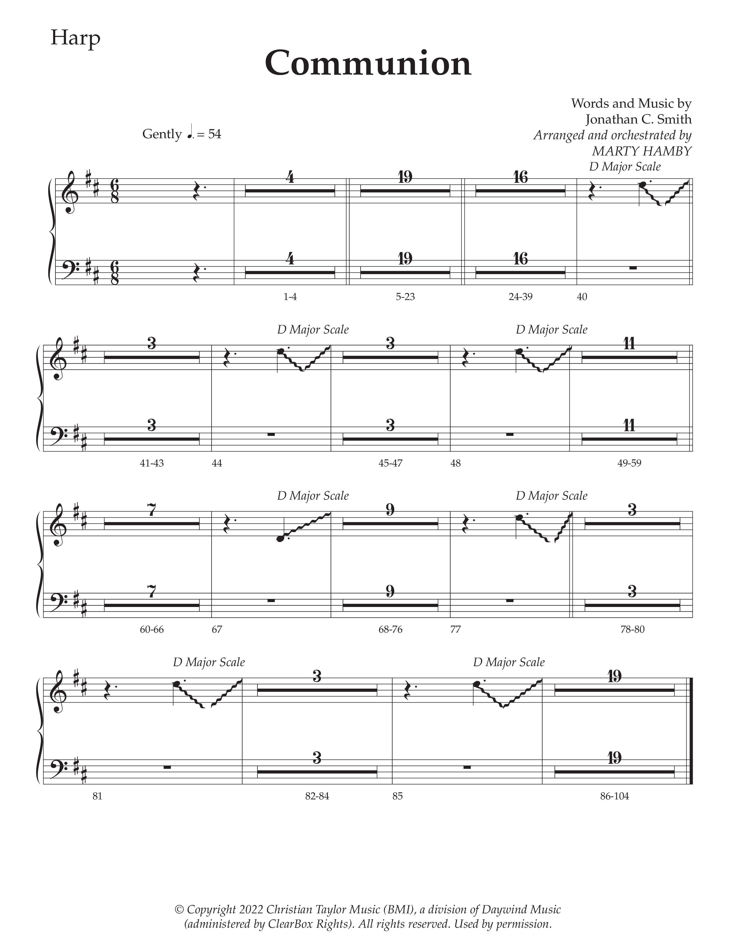 Communion (Choral Anthem SATB) Harp (Daywind Worship / Arr. Marty Hamby)