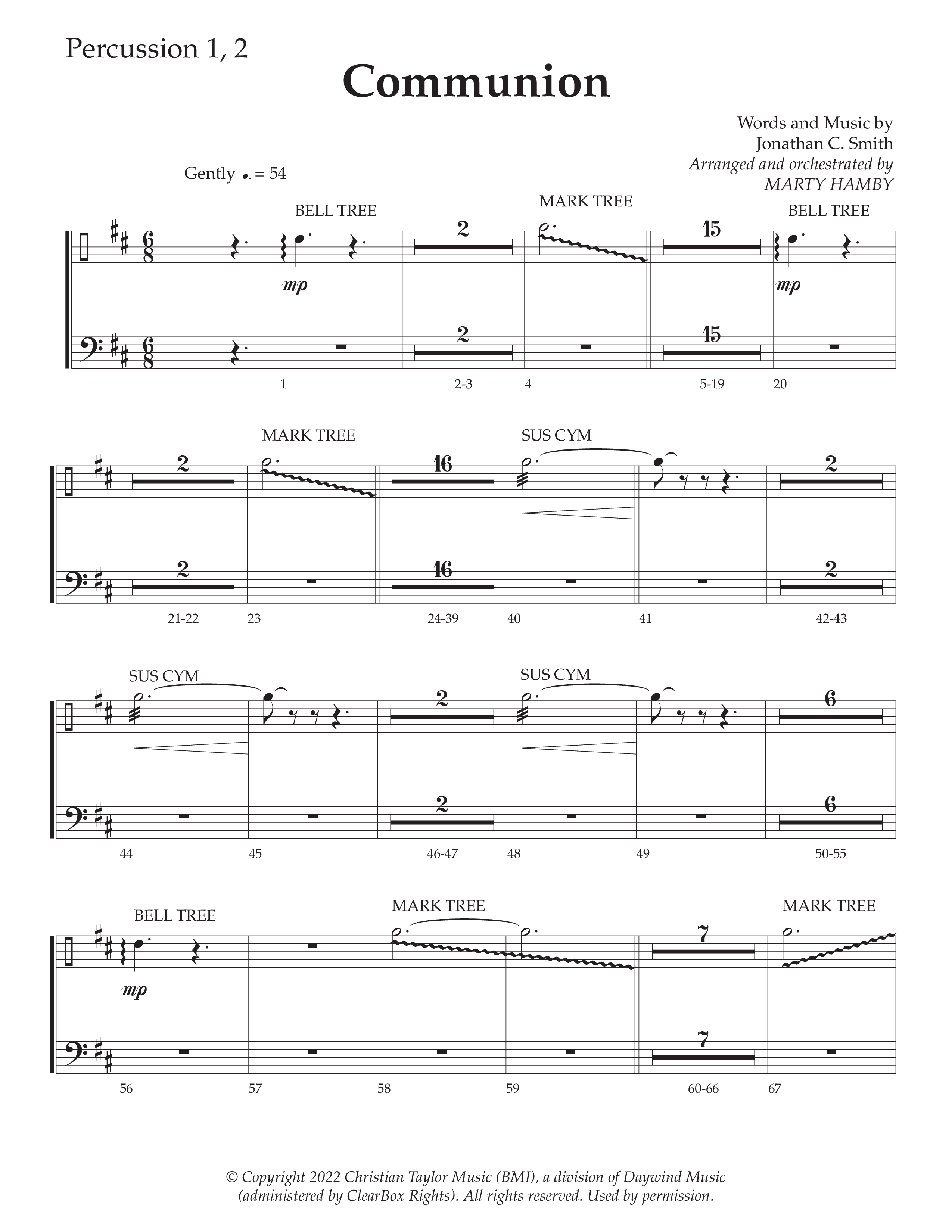 Communion (Choral Anthem SATB) Percussion 1/2 (Daywind Worship / Arr. Marty Hamby)