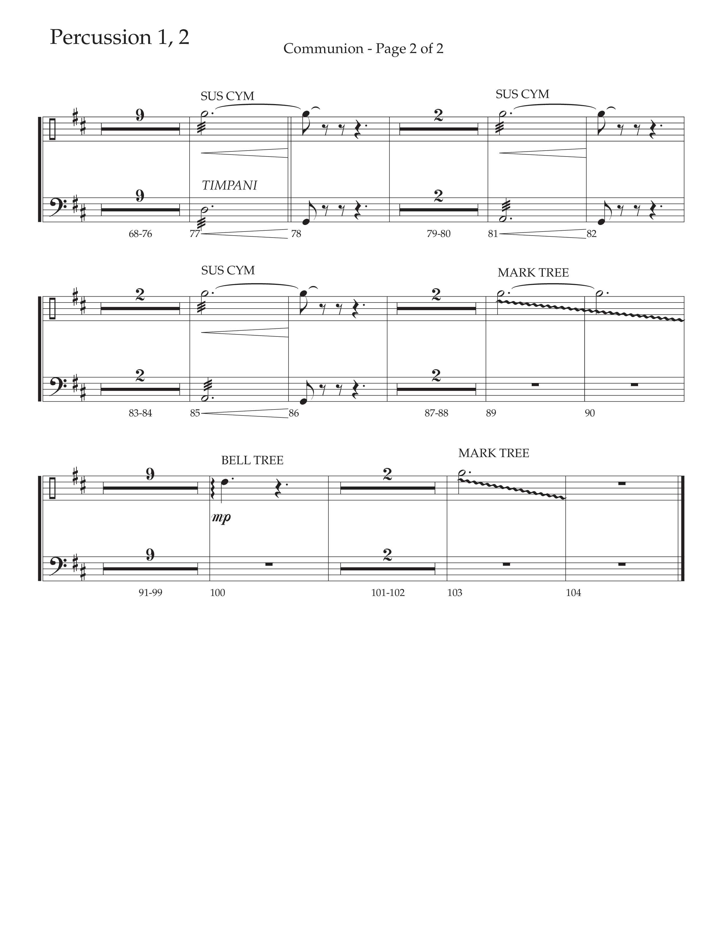 Communion (Choral Anthem SATB) Percussion 1/2 (Daywind Worship / Arr. Marty Hamby)