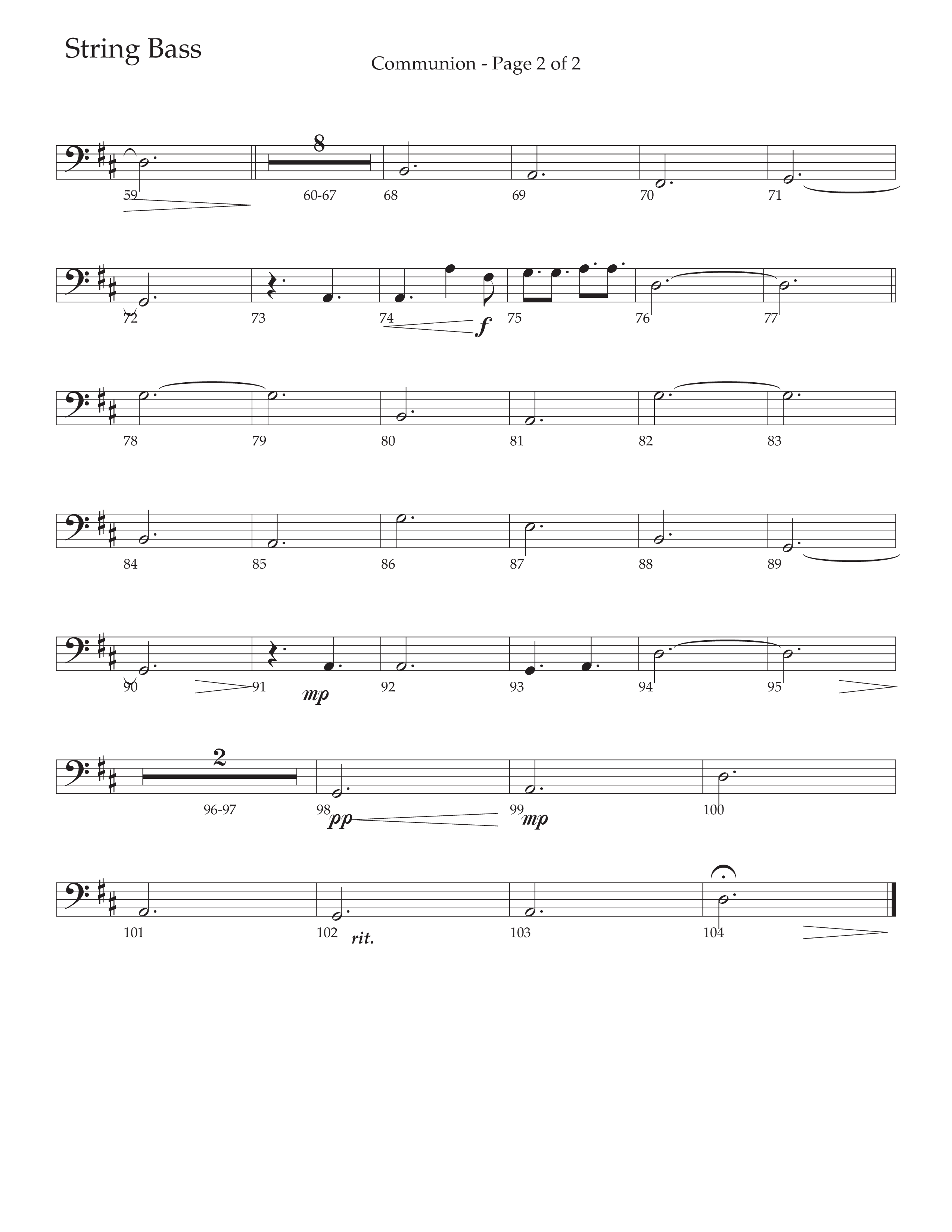 Communion (Choral Anthem SATB) String Bass (Daywind Worship / Arr. Marty Hamby)