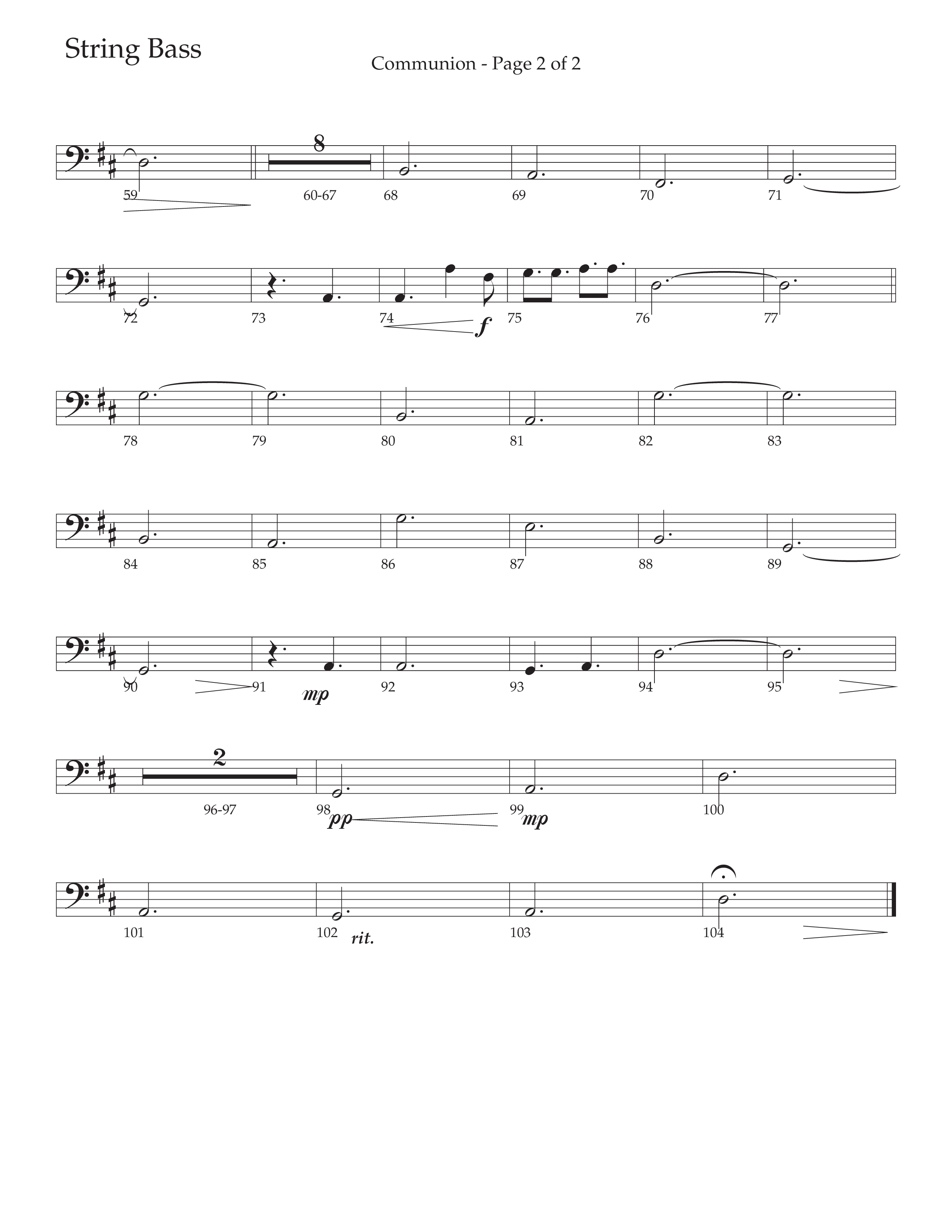 Communion (Choral Anthem SATB) String Bass (Daywind Worship / Arr. Marty Hamby)