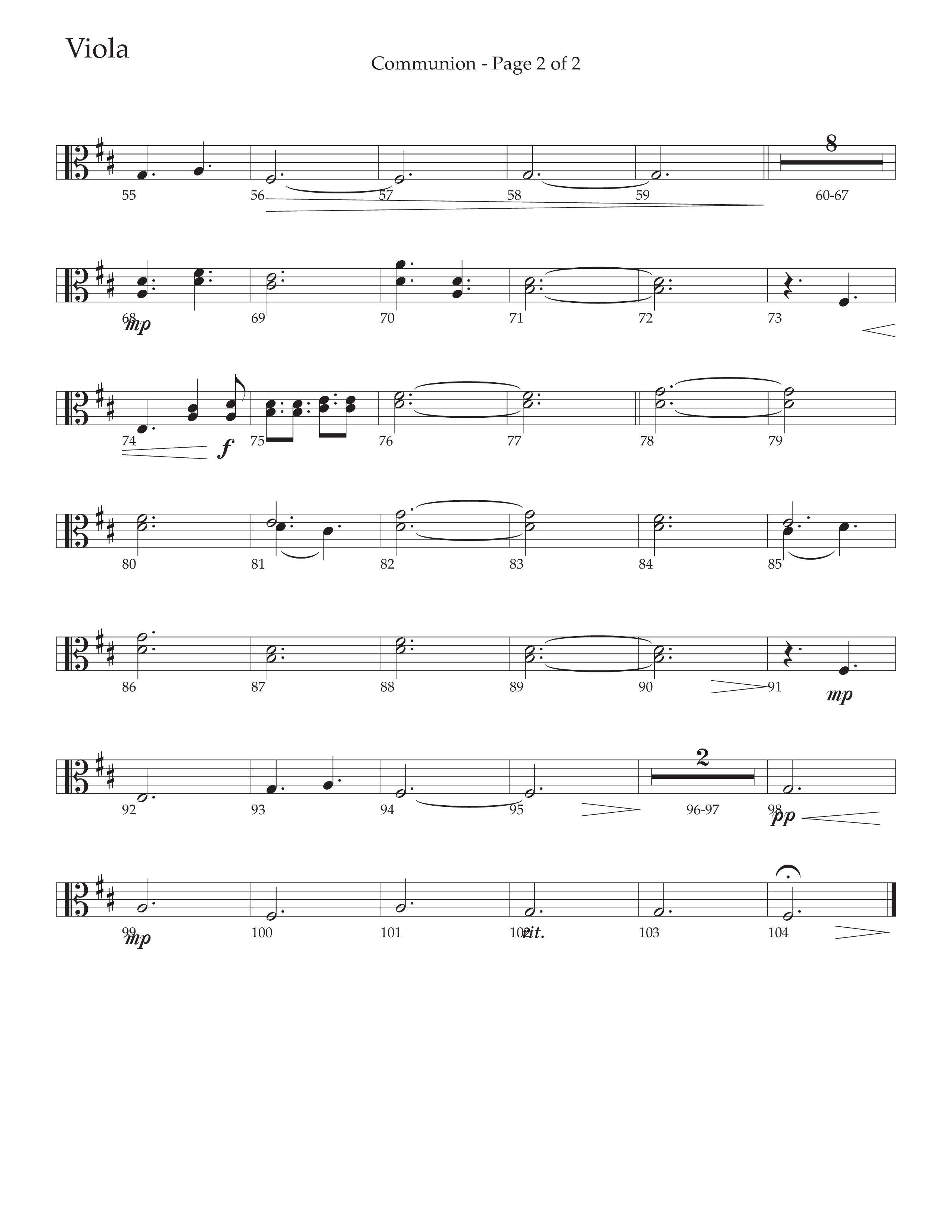 Communion (Choral Anthem SATB) Viola (Daywind Worship / Arr. Marty Hamby)