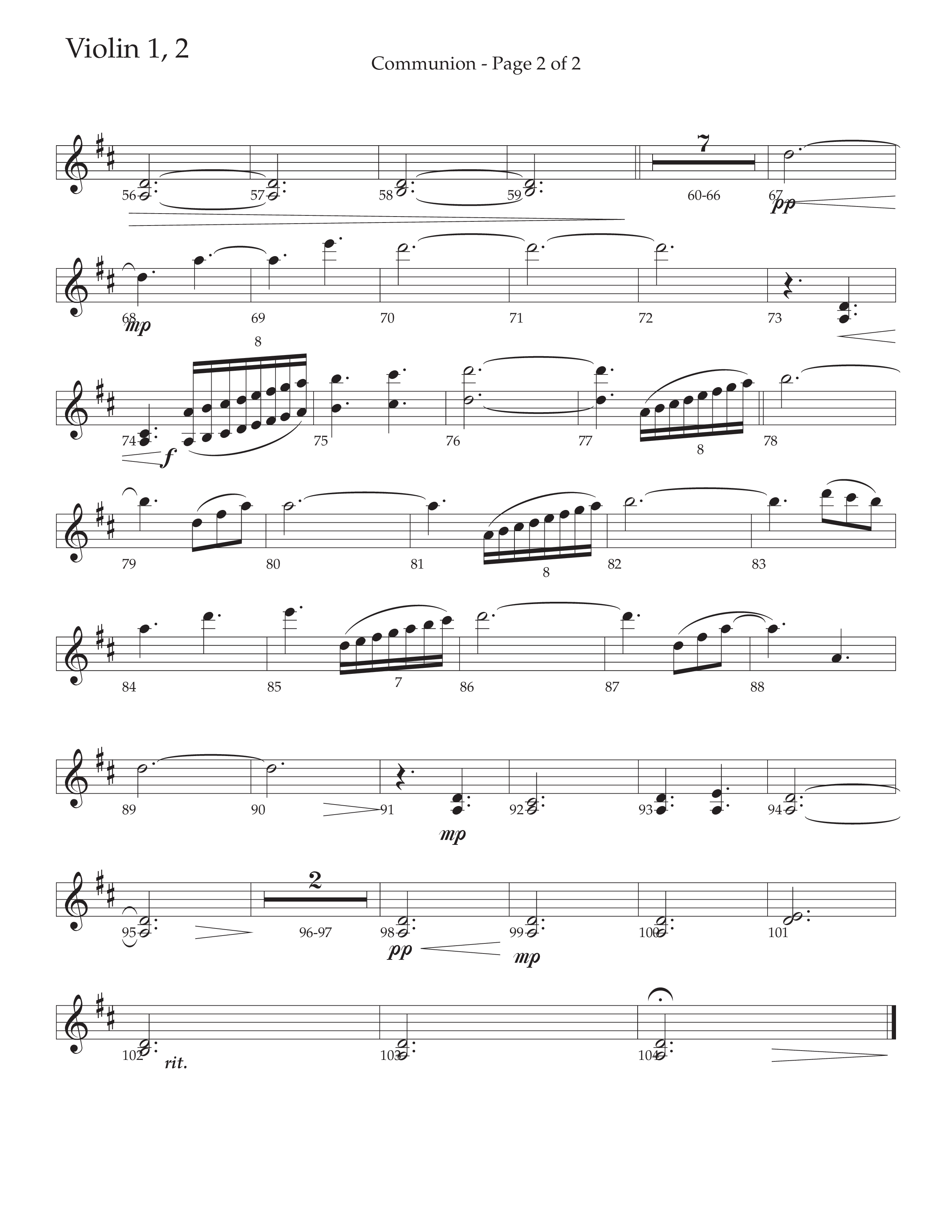 Communion (Choral Anthem SATB) Violin 1/2 (Daywind Worship / Arr. Marty Hamby)