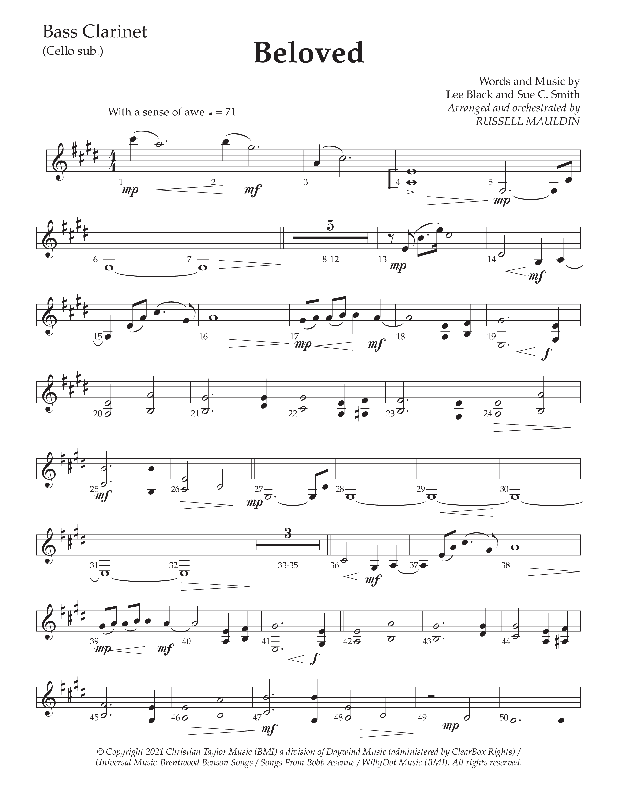 Beloved (Choral Anthem SATB) Bass Clarinet (Daywind Worship / Arr. Russell Mauldin)